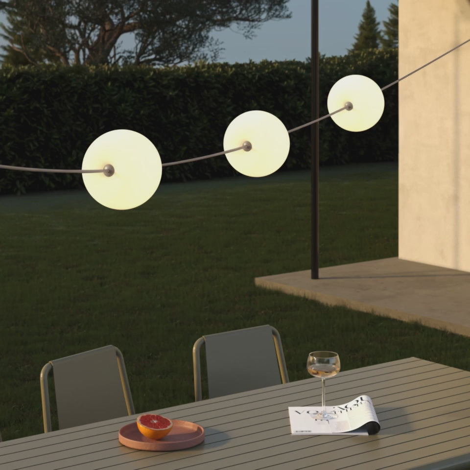 Carica video: Catena luminosa 3 punti luce da esterno IP67 Verde Oliva - Marina3 Cherry