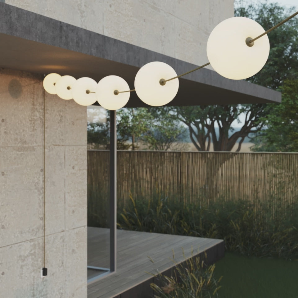 Carica video: Catena luminosa 6 punti luce da esterno IP67 Bianco Sabbia - Marina6 Cherry