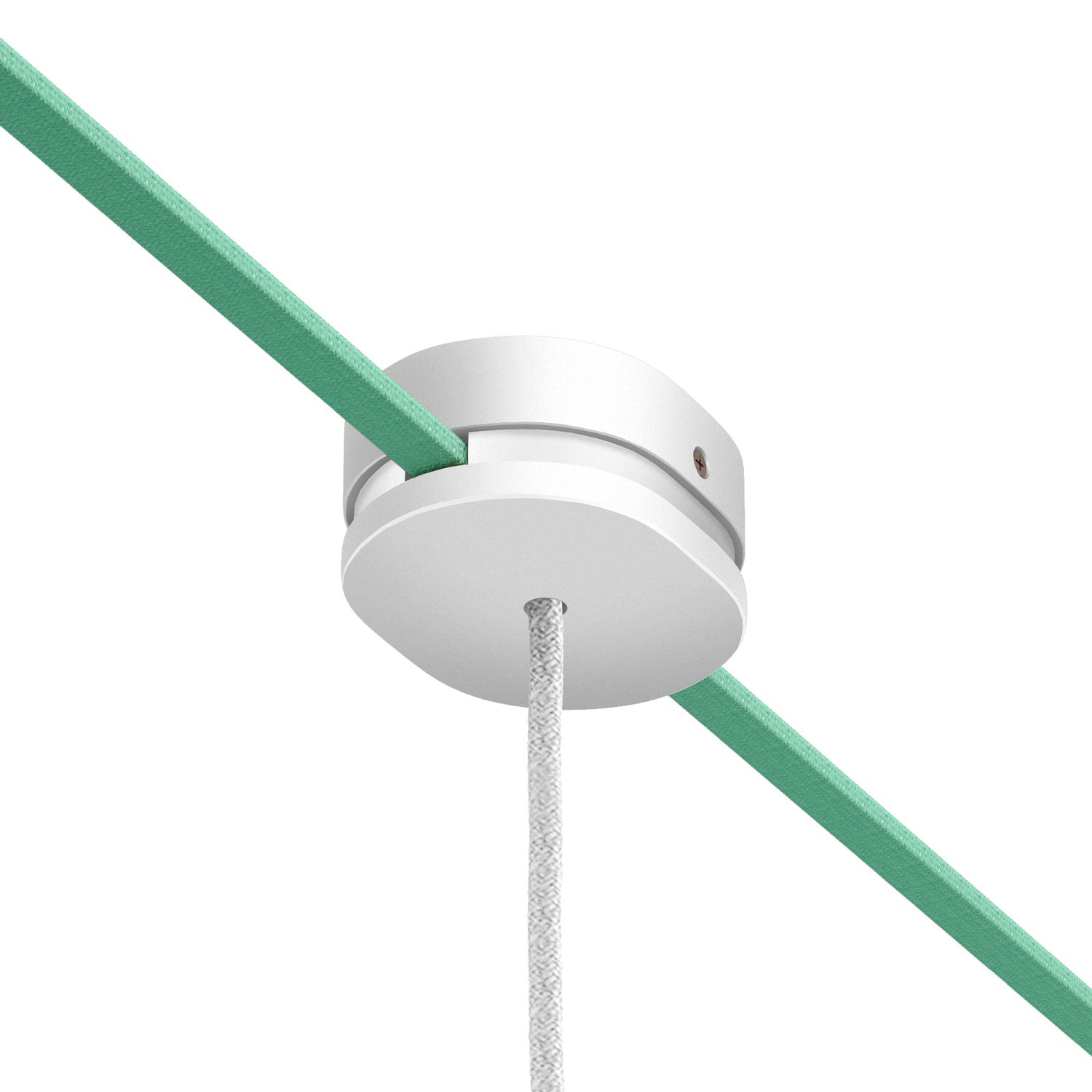 Rosone ovale in legno con un foro centrale e 2 fori laterali per cavo per catenaria e sistema Filé. Made in Italy - Bianco - Creative Cables