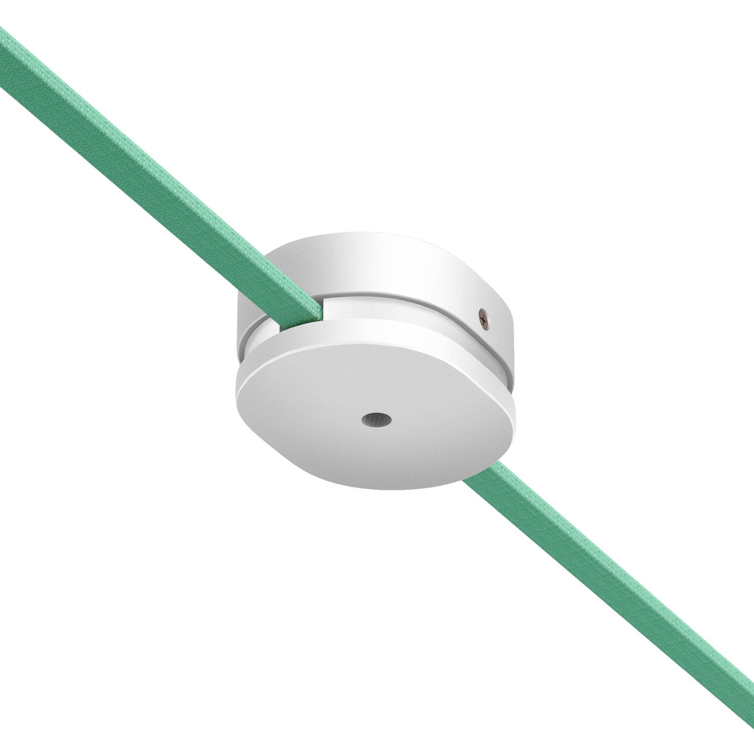 Rosone ovale in legno con un foro centrale e 2 fori laterali per cavo per catenaria e sistema Filé. Made in Italy - Bianco - Creative Cables