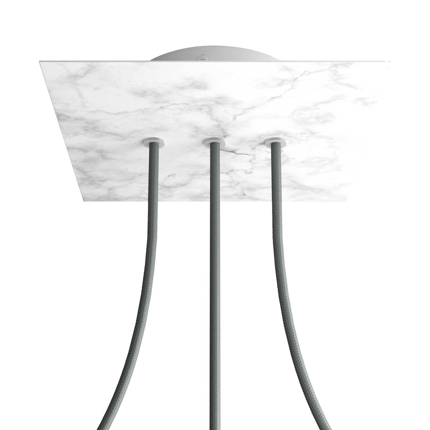 Rosone Rose-One quadrato, 200 mm con 3 fori in linea e 4 fori laterali - Marmo Carrara Bianco