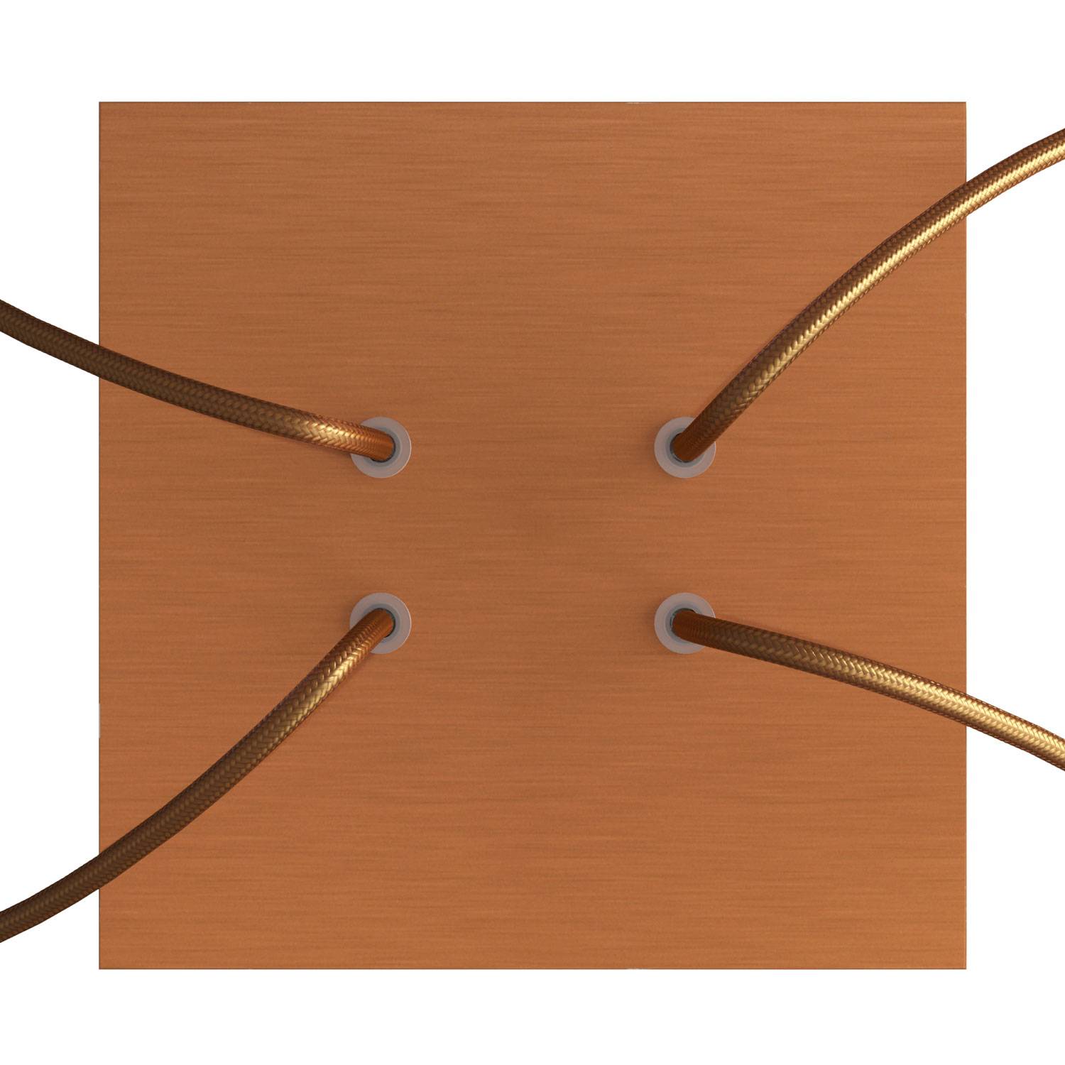 Rosone Rose-One quadrato, 200 mm con 4 fori e 4 fori laterali - Dibond Rame satinato Bianco