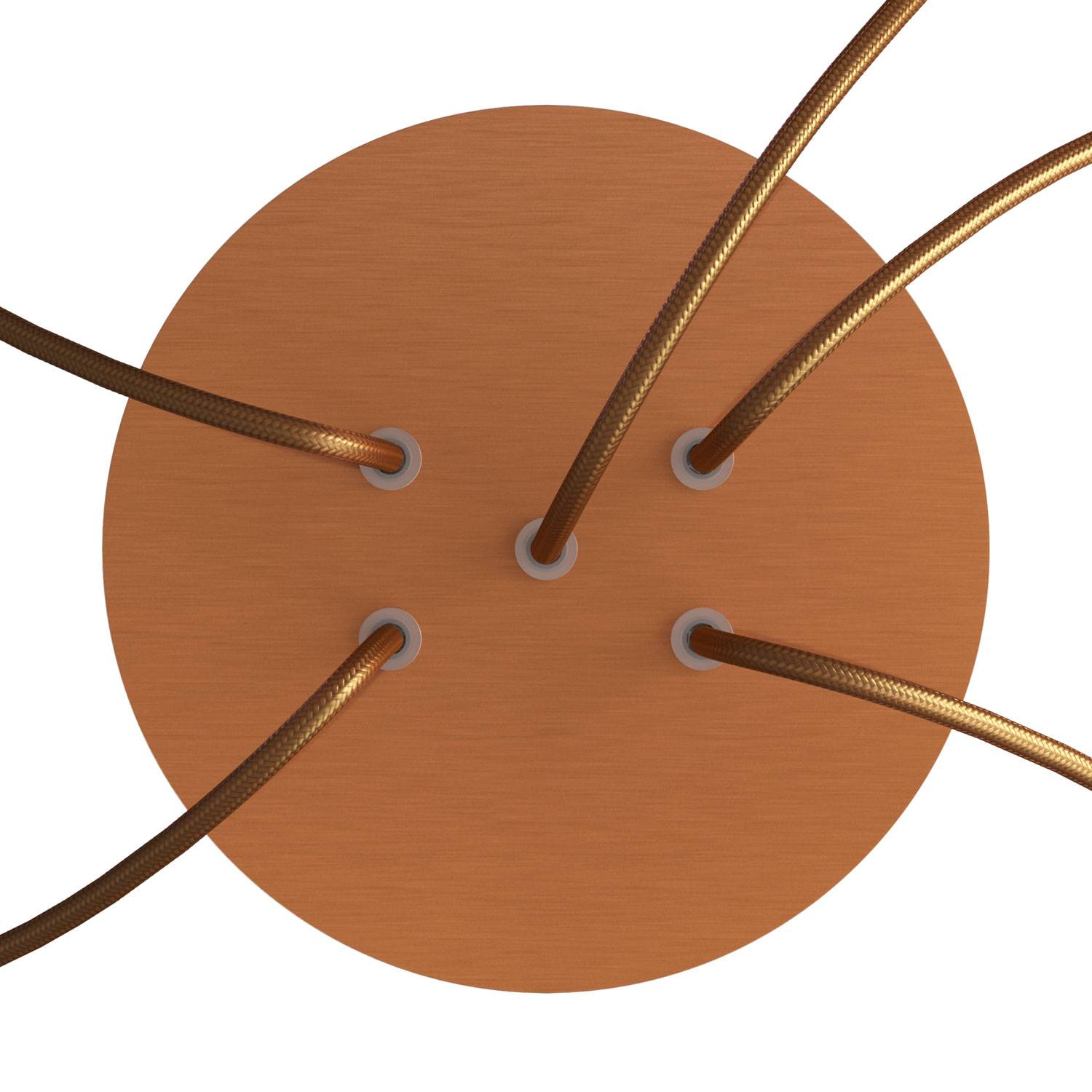 Rosone Rose-One rotondo, diametro 200 mm con 5 fori e 4 fori laterali - Dibond Rame satinato Bianco