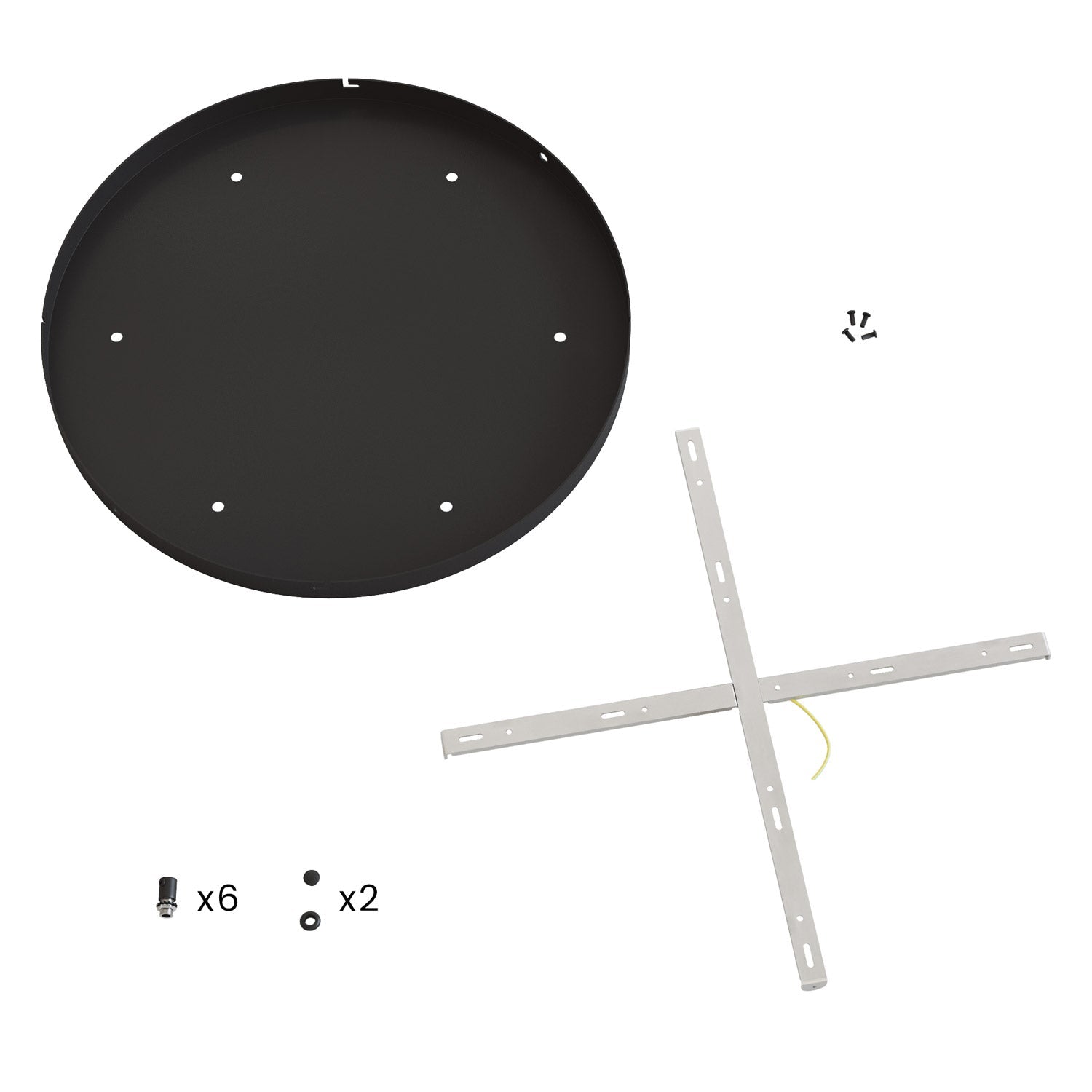 Rosone rotondo in alluminio Ø 50 cm con staffa e cavo di messa a terra, con 6 fori frontali - Nero 2