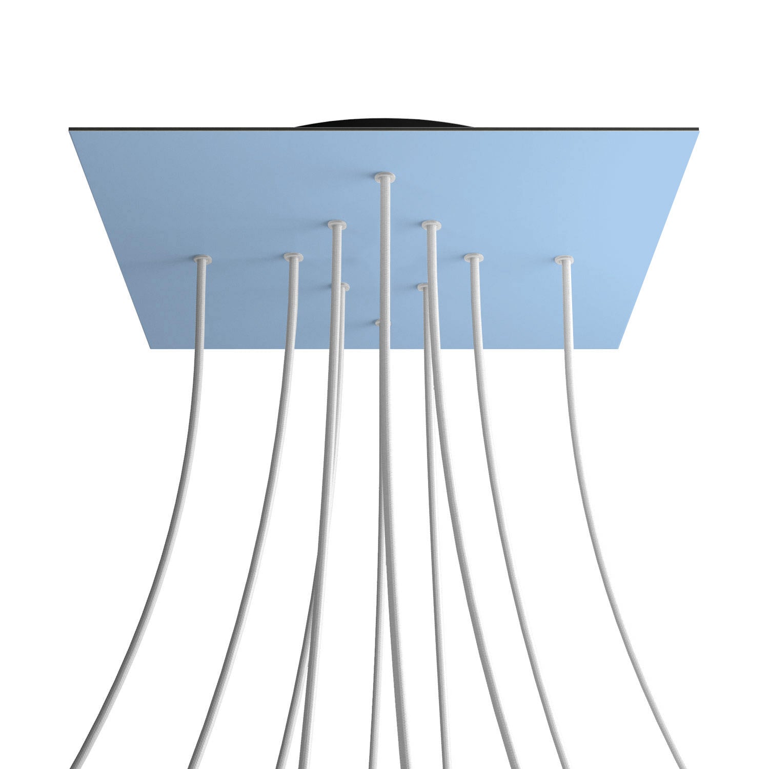 Rosone XXL Rose-One quadrato, 400 mm con 10 fori e 4 fori laterali - Blu carta da zucchero Nero