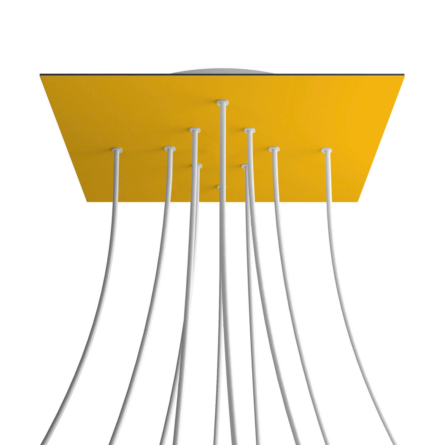 Rosone XXL Rose - One quadrato, 400 mm con 10 fori e 4 fori laterali - Mostarda - Creative Cables