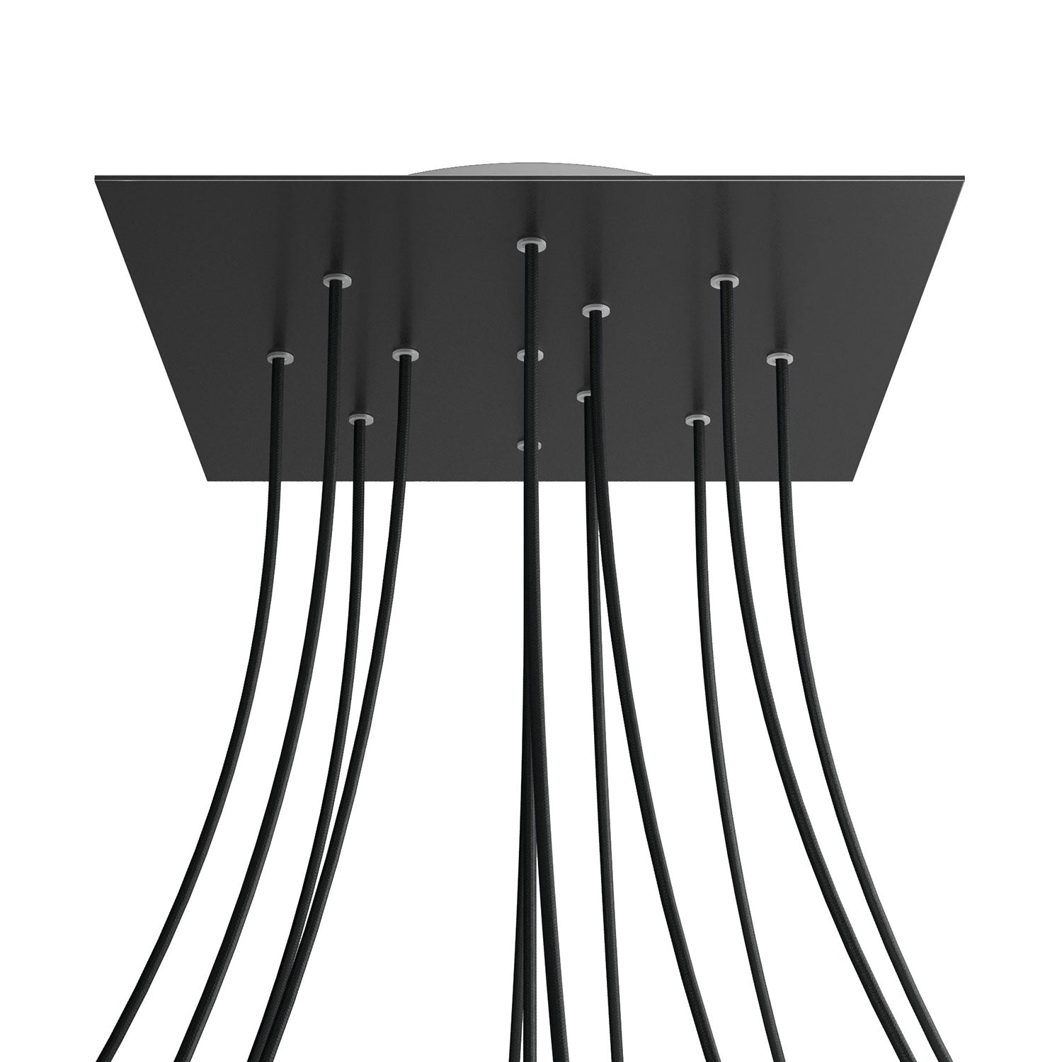 Rosone XXL Rose - One quadrato, 400 mm con 12 fori e 4 fori laterali - Nero opaco - Creative Cables