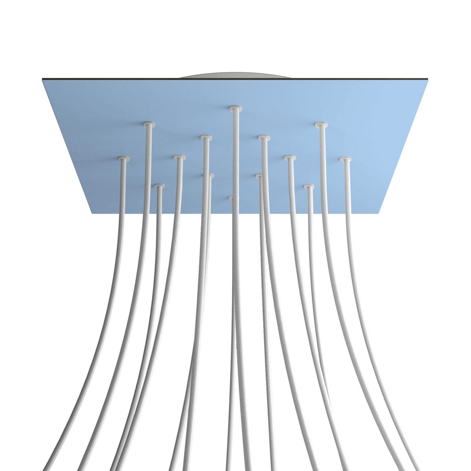 Rosone XXL Rose - One quadrato, 400 mm con 14 fori e 4 fori laterali - Blu carta da zucchero - Creative Cables