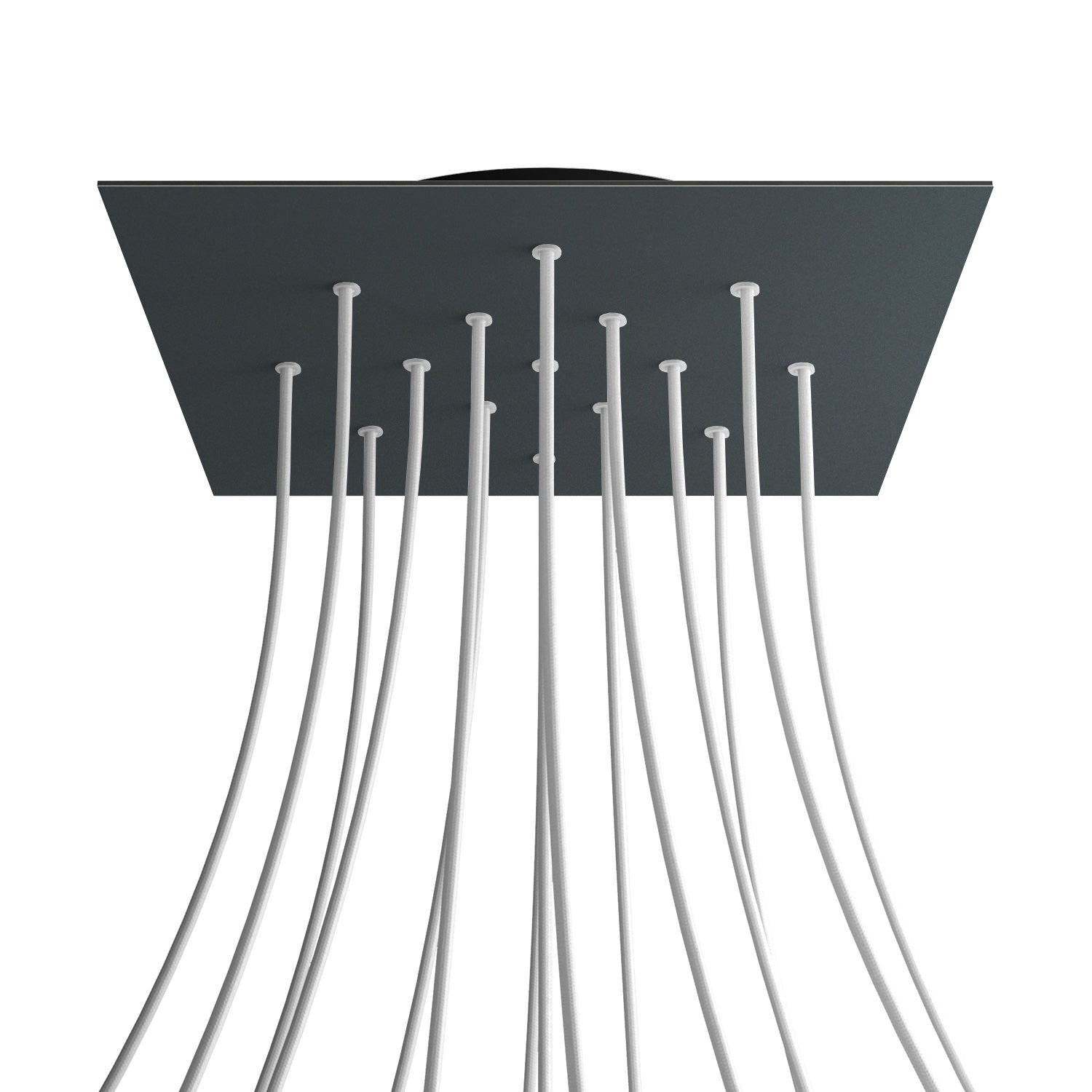 Rosone XXL Rose-One quadrato, 400 mm con 15 fori e 4 fori laterali - Antracite Nero