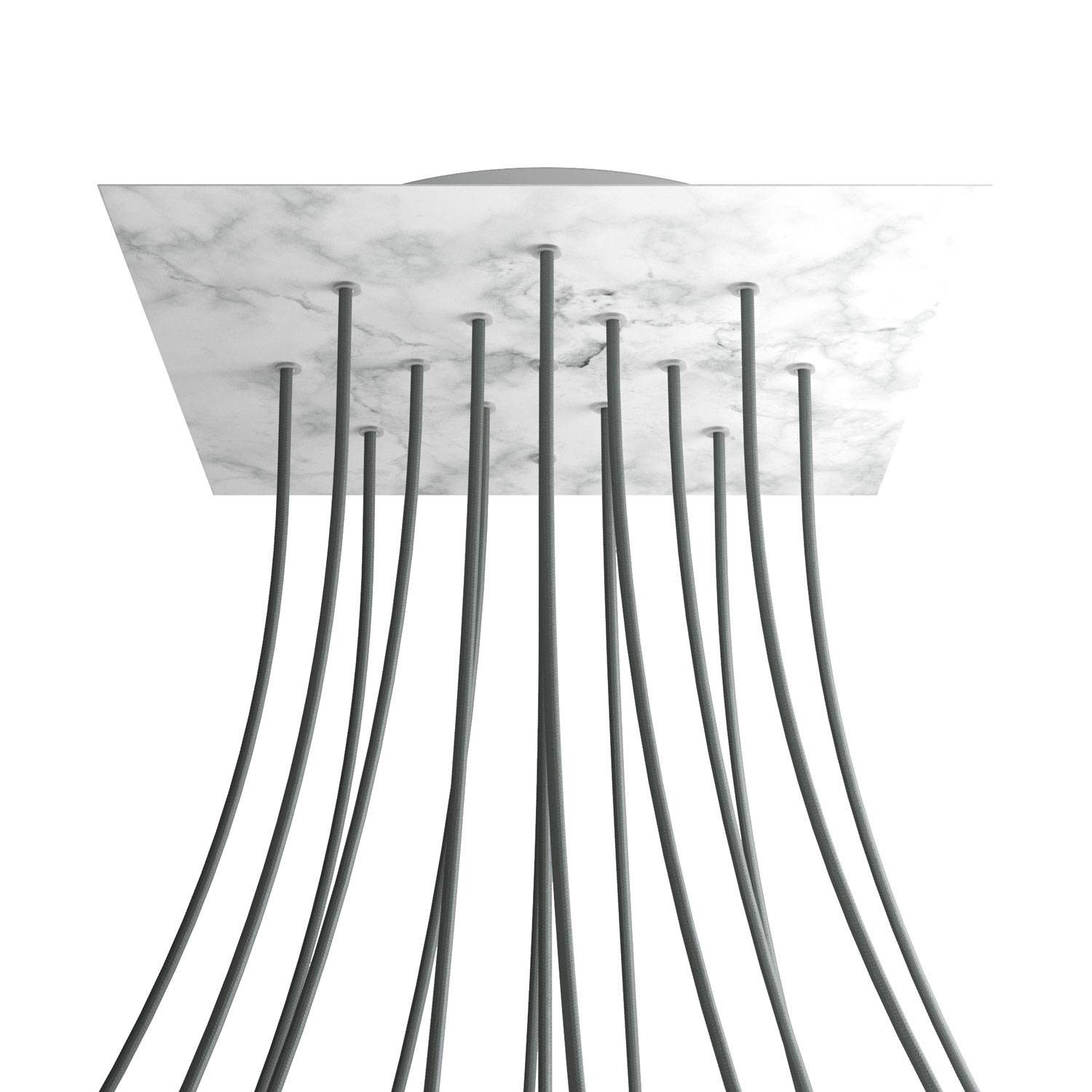 Rosone XXL Rose - One quadrato, 400 mm con 15 fori e 4 fori laterali - Marmo Carrara - Creative Cables