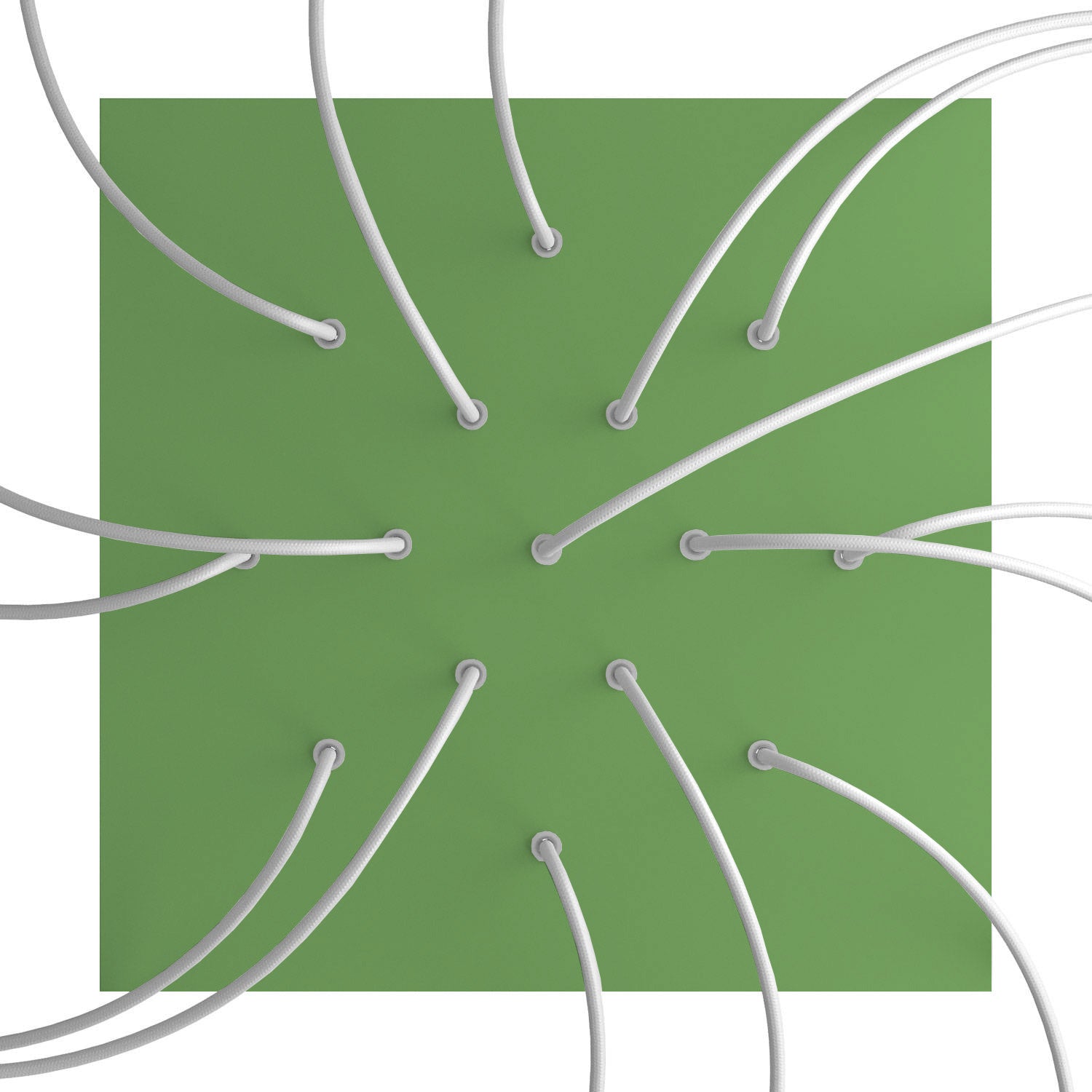 Rosone XXL Rose-One quadrato, 400 mm con 15 fori e 4 fori laterali - Verde prato Bianco