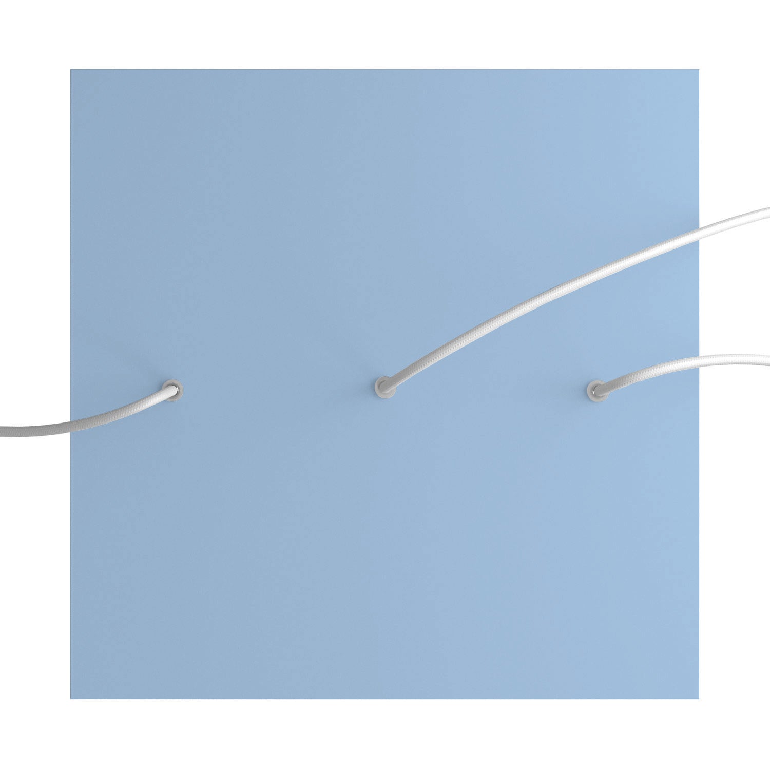 Rosone XXL Rose - One quadrato, 400 mm con 3 fori in linea e 4 fori laterali - Blu carta da zucchero - Creative Cables