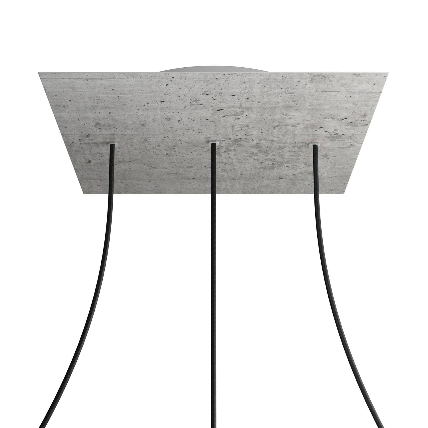 Rosone XXL Rose-One quadrato, 400 mm con 3 fori in linea e 4 fori laterali - Cemento Bianco