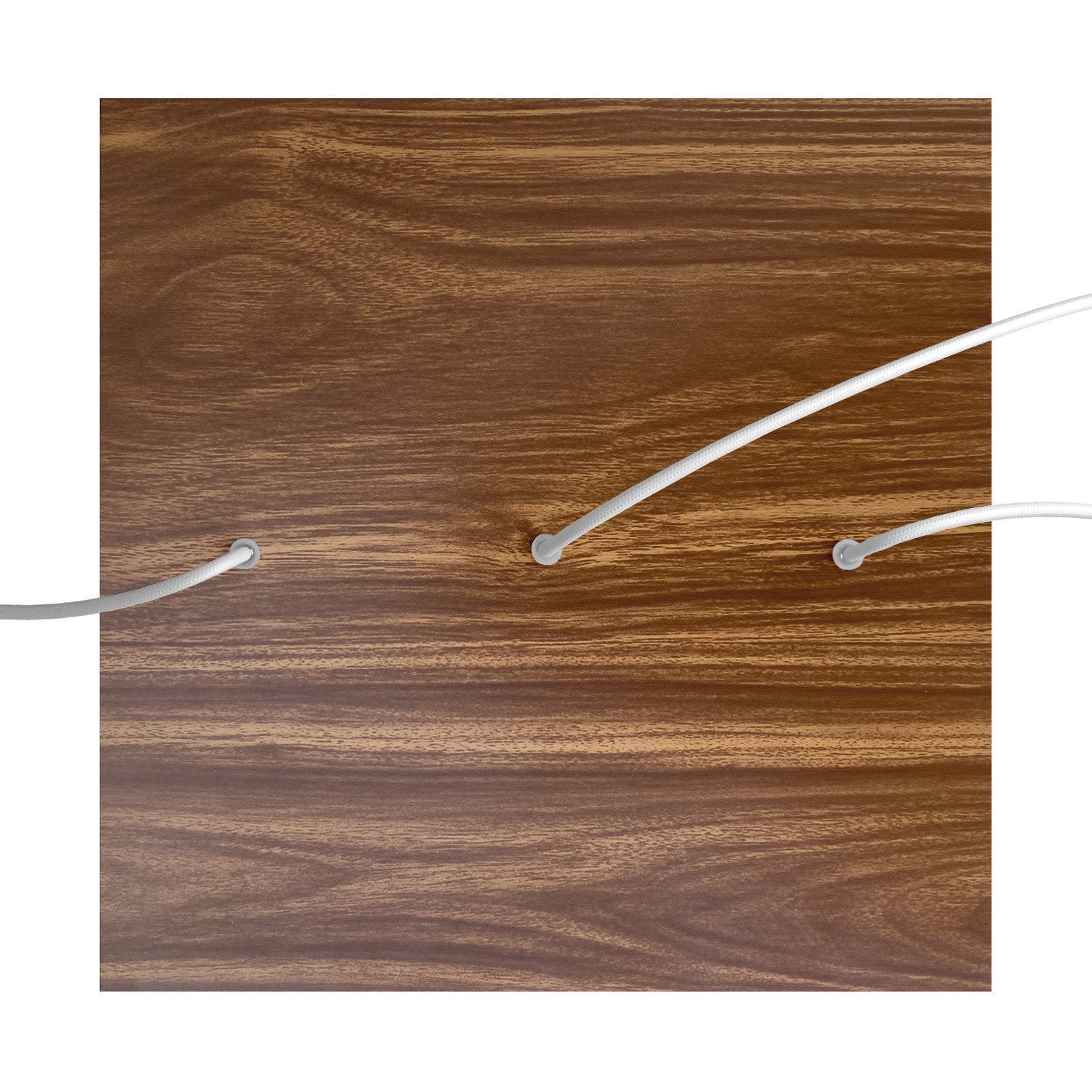 Rosone XXL Rose - One quadrato, 400 mm con 3 fori in linea e 4 fori laterali - Legno - Creative Cables