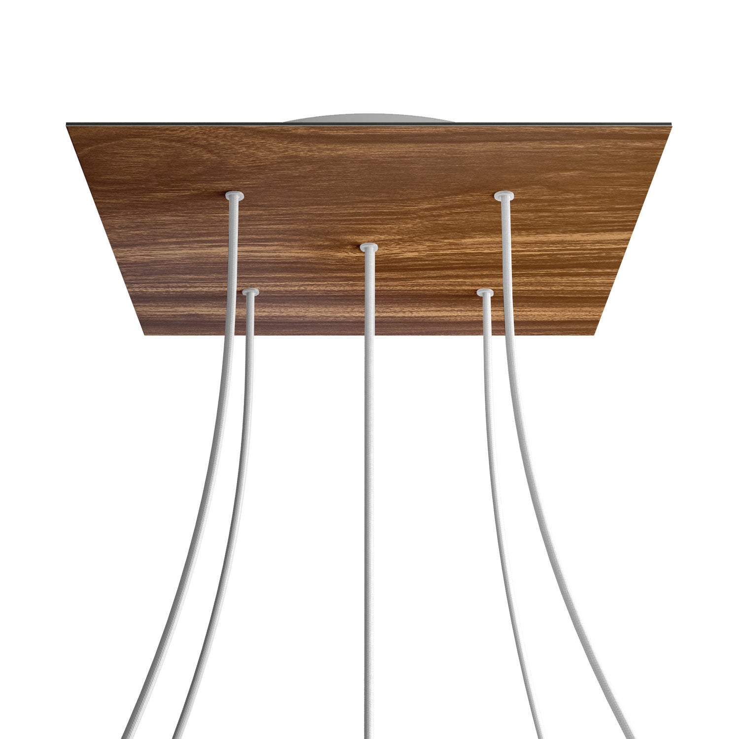 Rosone XXL Rose - One quadrato, 400 mm con 5 fori e 4 fori laterali - Legno - Creative Cables