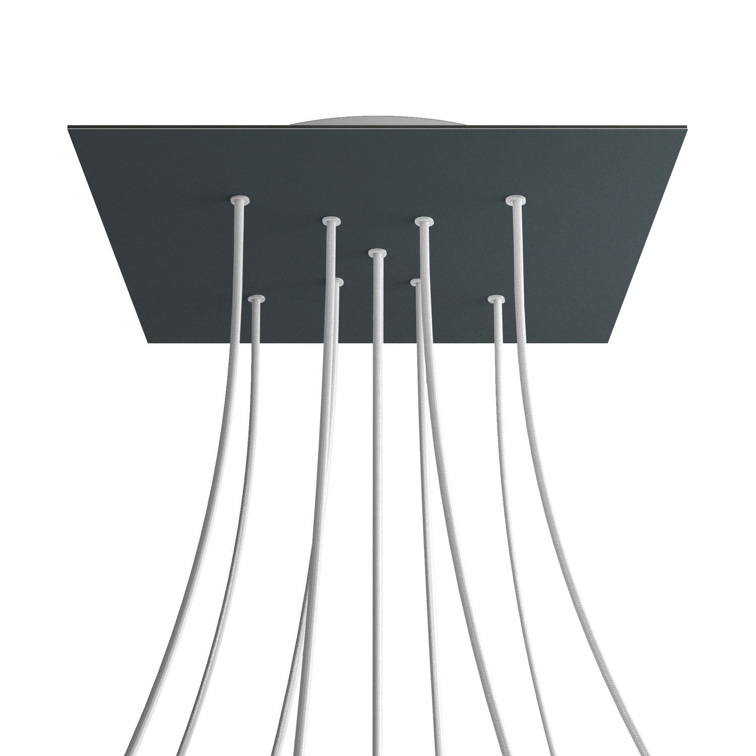 Rosone XXL Rose - One quadrato, 400 mm con 9 fori a X e 4 fori laterali - Antracite - Creative Cables