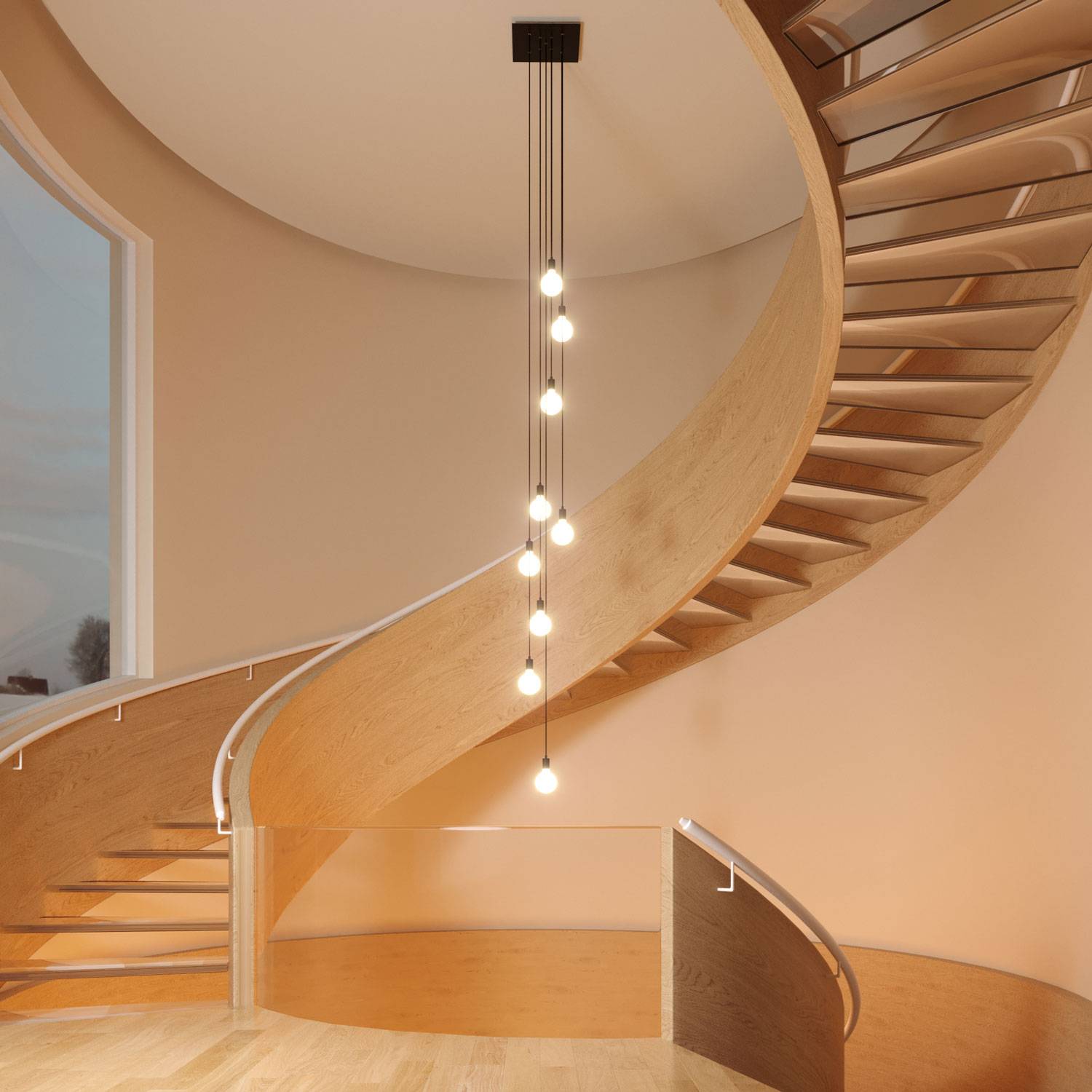 Rosone XXL Rose-One quadrato, 400 mm con 9 fori a X e 4 fori laterali - Legno Bianco