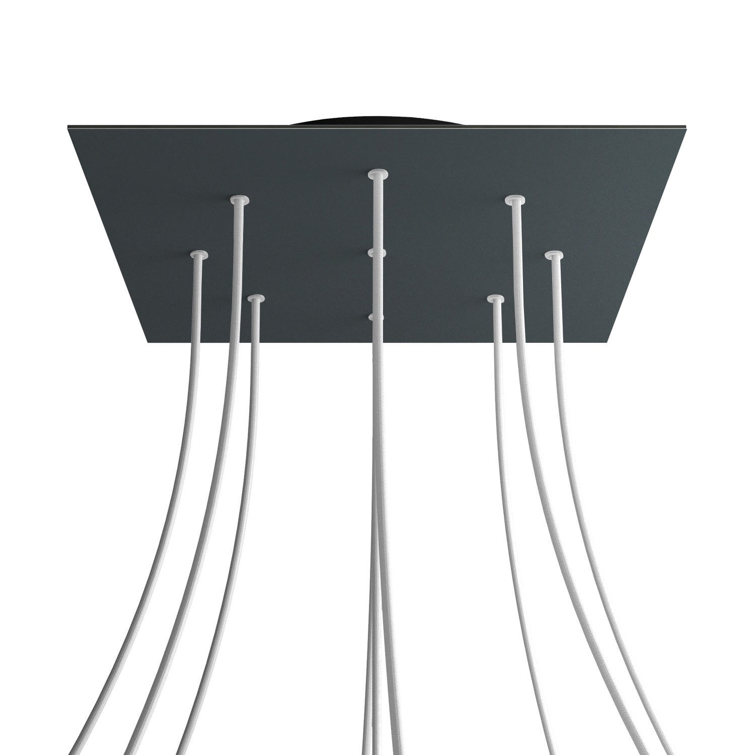 Rosone XXL Rose-One quadrato, 400 mm con 9 fori e 4 fori laterali - Antracite Nero