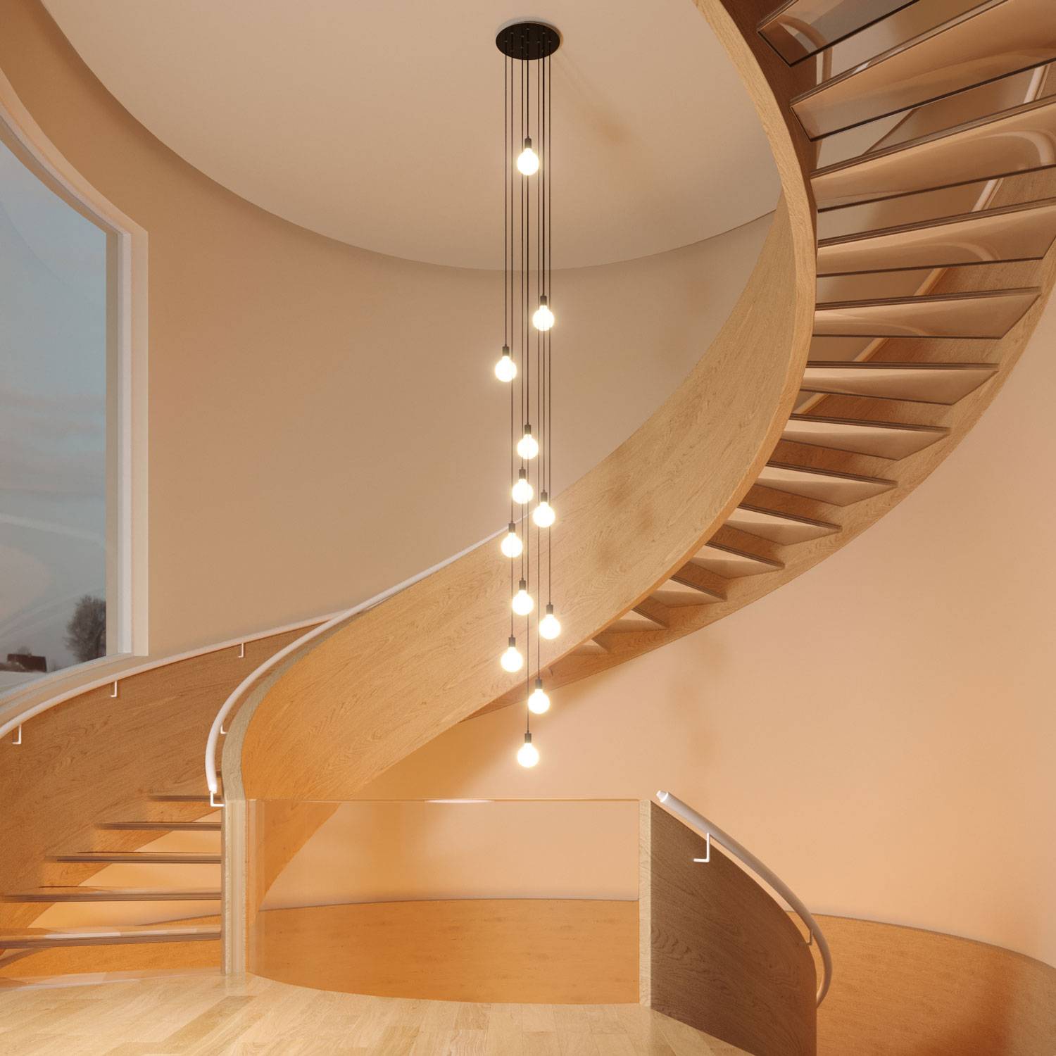 Rosone XXL Rose-One rotondo, diametro 400 mm con 12 fori e 4 fori laterali - Legno Bianco