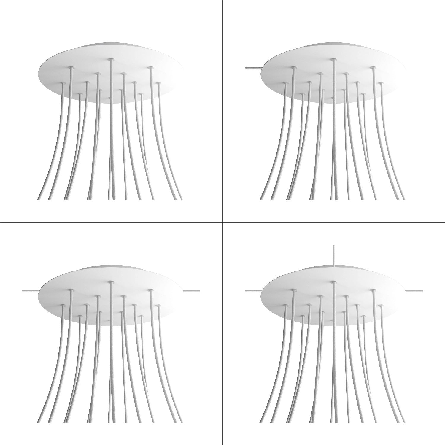 Rosone XXL Rose-One rotondo, diametro 400 mm con 14 fori e 4 fori laterali - Antracite Bianco