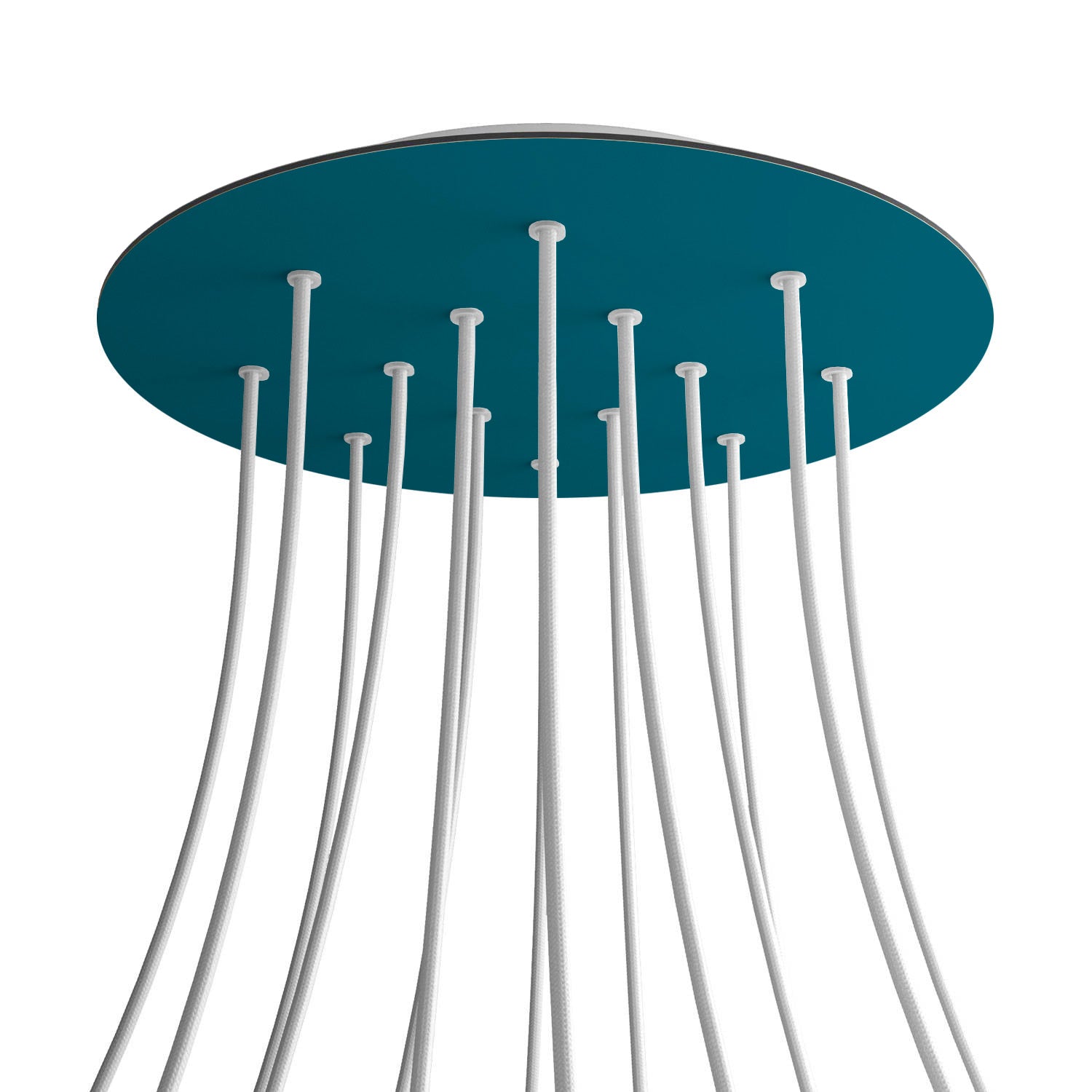 Rosone XXL Rose - One rotondo, diametro 400 mm con 14 fori e 4 fori laterali - Petrolio - Creative Cables