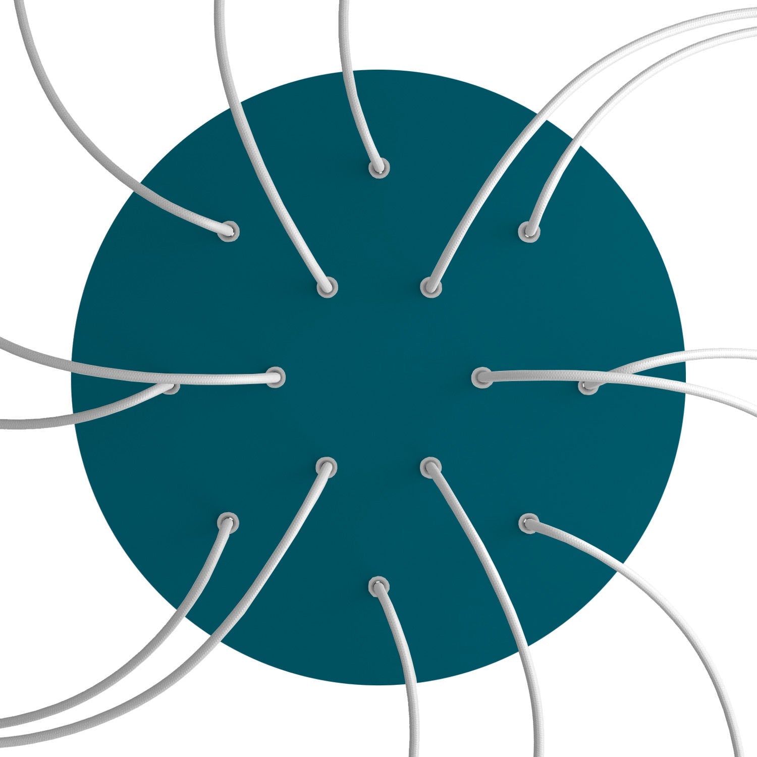 Rosone XXL Rose - One rotondo, diametro 400 mm con 14 fori e 4 fori laterali - Petrolio - Creative Cables