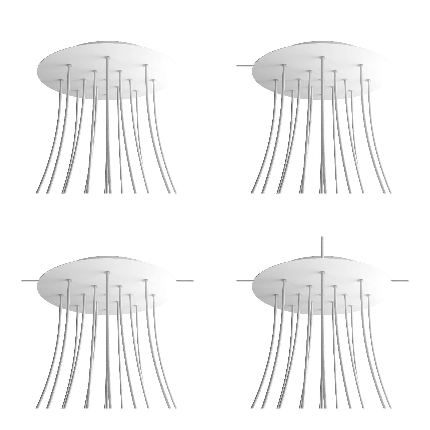 Rosone XXL Rose-One rotondo, diametro 400 mm con 15 fori e 4 fori laterali - Dibond Acciaio satinato Bianco