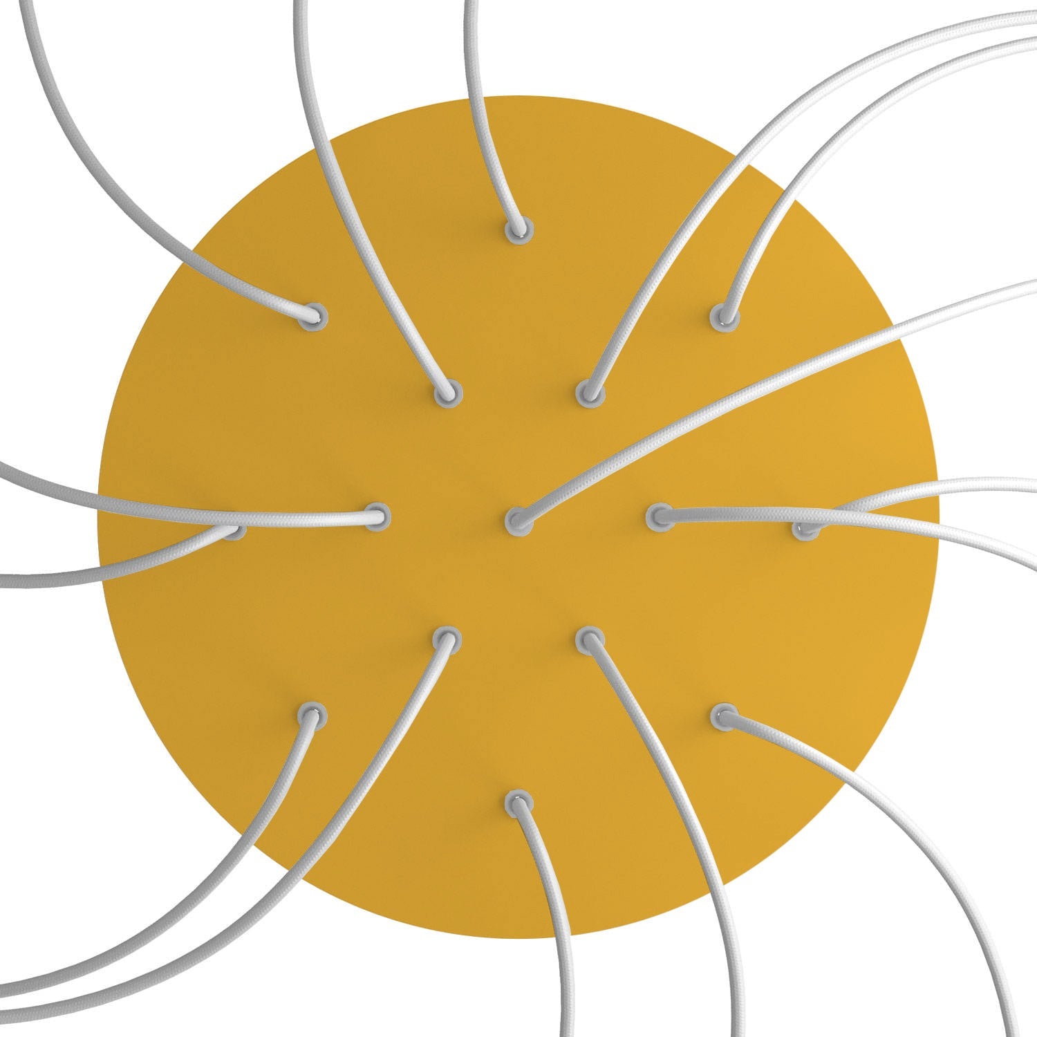 Rosone XXL Rose - One rotondo, diametro 400 mm con 15 fori e 4 fori laterali - Mostarda - Creative Cables