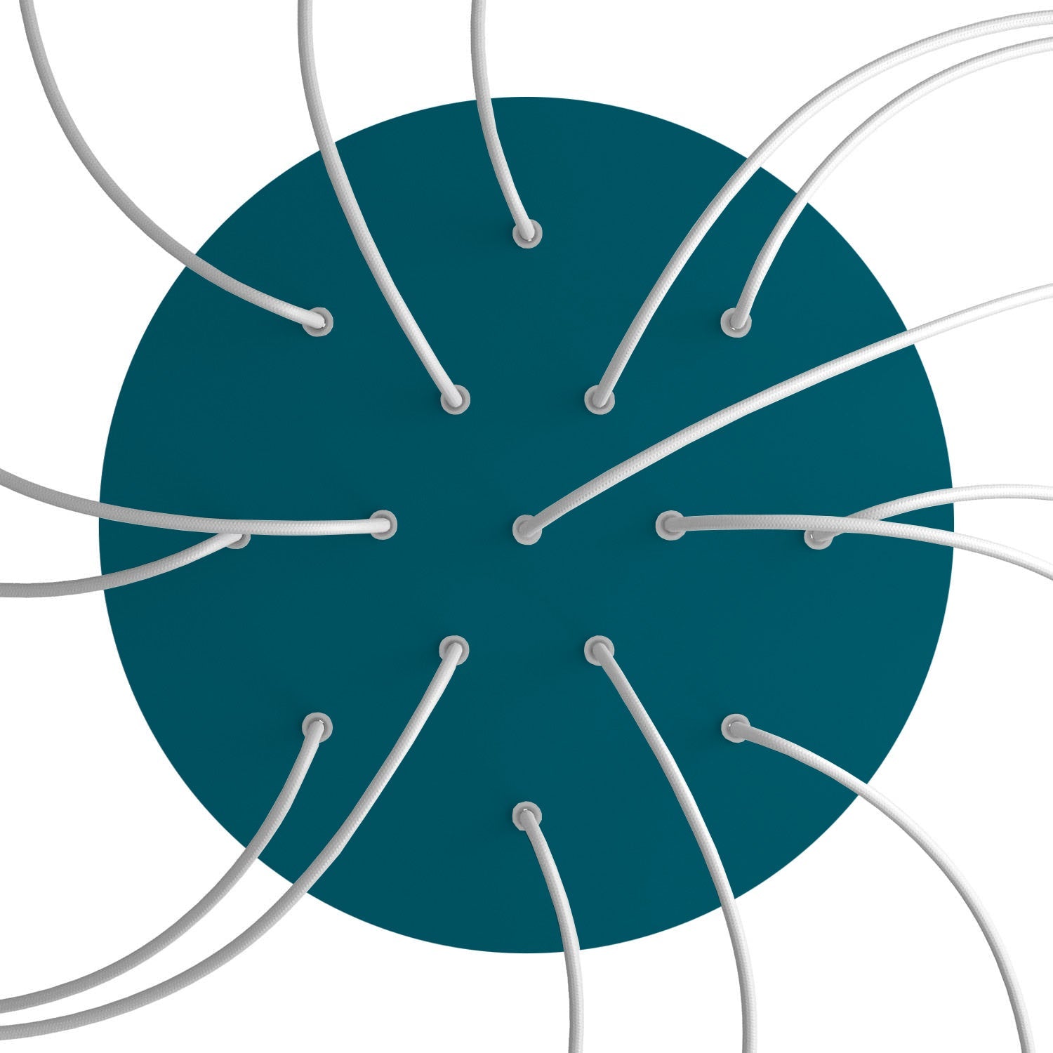 Rosone XXL Rose - One rotondo, diametro 400 mm con 15 fori e 4 fori laterali - Petrolio - Creative Cables