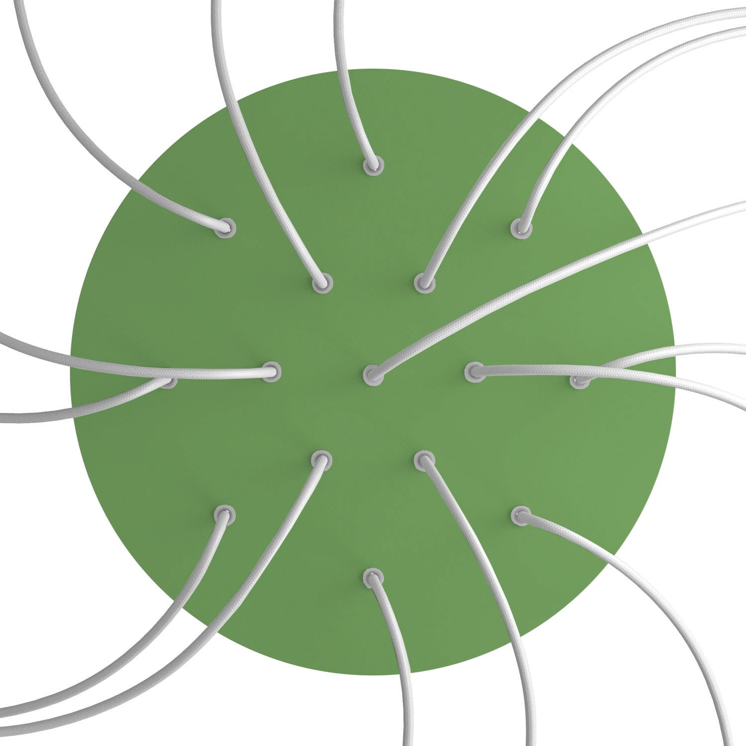 Rosone XXL Rose - One rotondo, diametro 400 mm con 15 fori e 4 fori laterali - Verde prato - Creative Cables