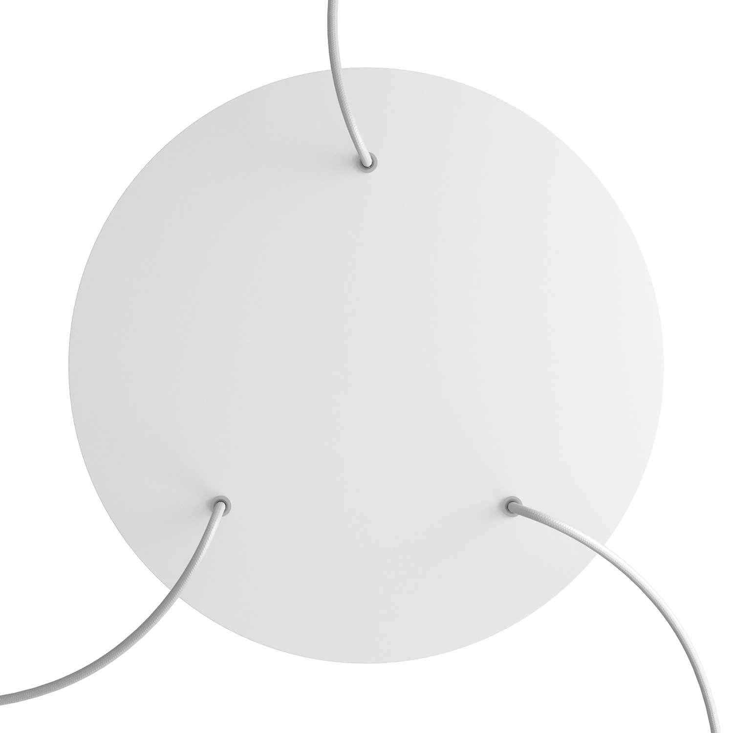 Rosone XXL Rose - One rotondo, diametro 400 mm con 3 fori e 4 fori laterali - Bianco opaco - Creative Cables