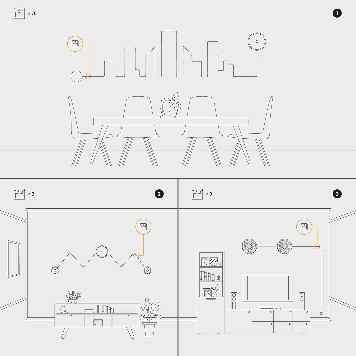 Set 4 Cube Clip Trasparente - Mini fissaggio a parete per cavo tessile