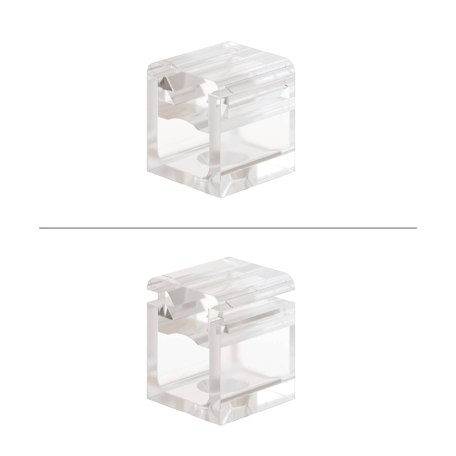 Set 4 Cube Clip Trasparente - Mini fissaggio a parete per cavo tessile