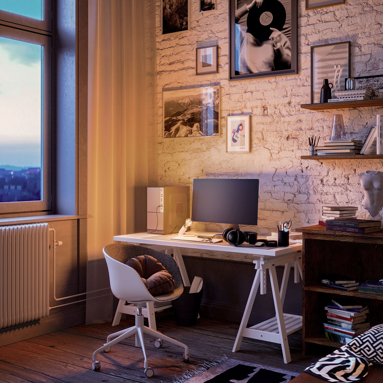 SI! Lampada da tavolo a 5V con lampadina A60 e base metallica - Bianco opaco - Creative Cables