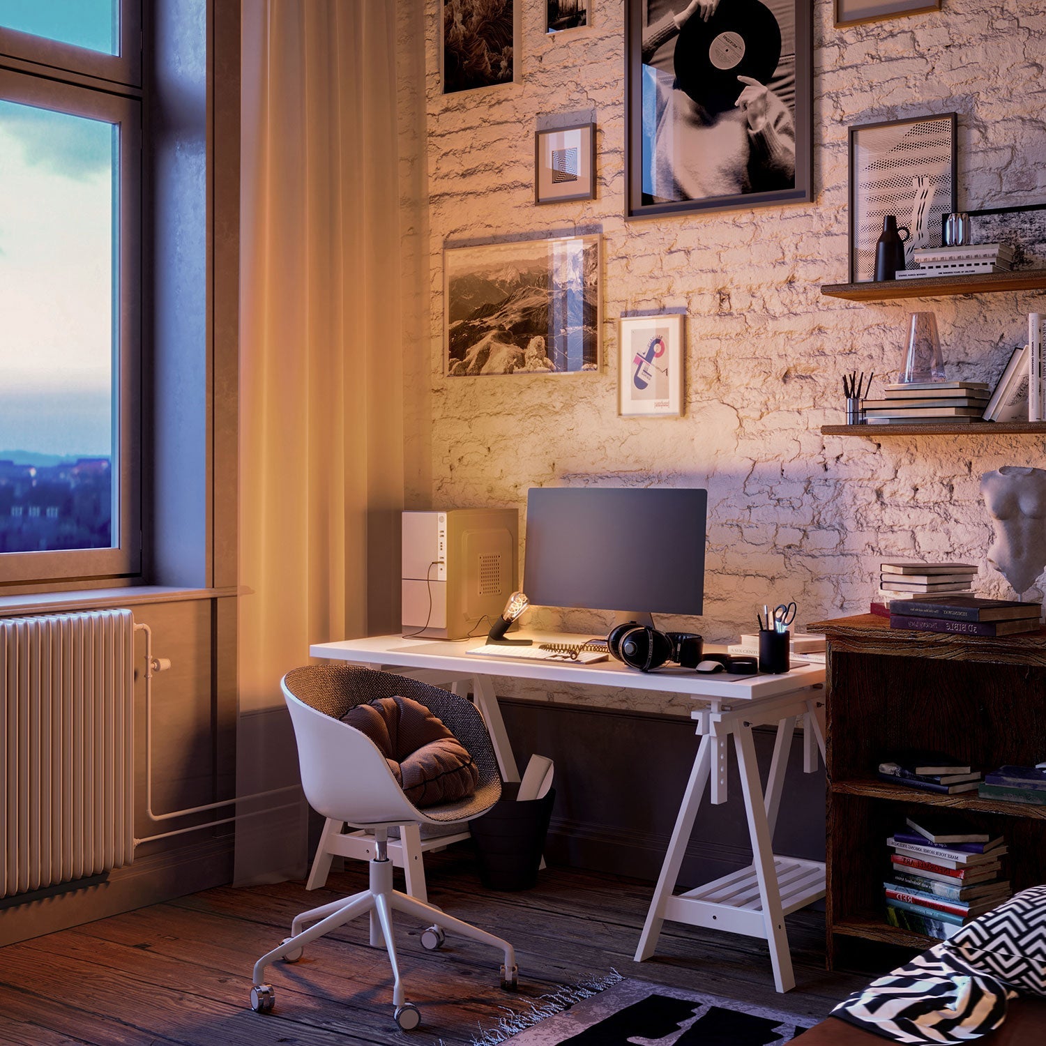 SI! Lampada da tavolo a 5V con lampadina ST64 e base metallica - Nero - Creative Cables