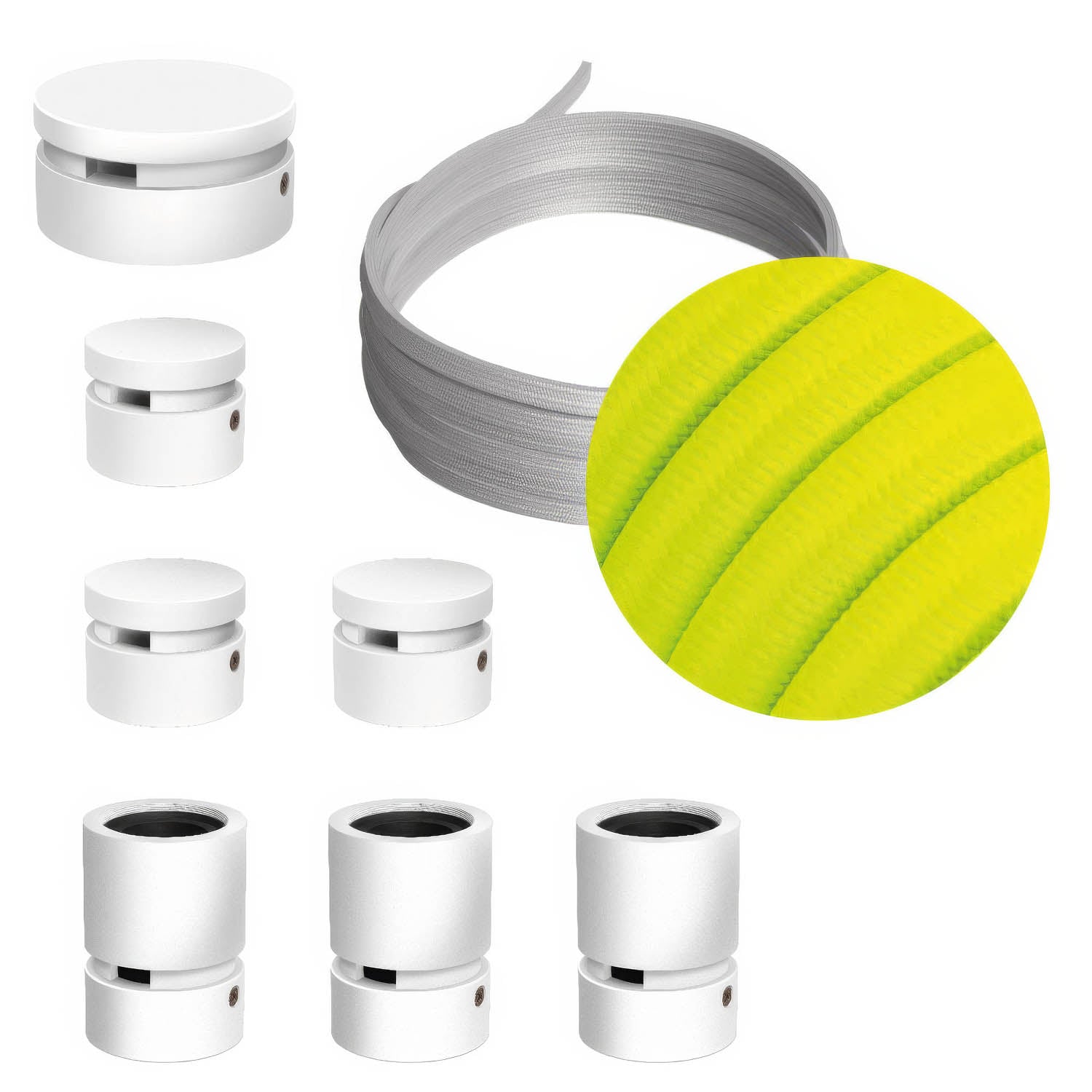 Sistema Filé Linear Kit - con cavo CF10 di 5 m per catenaria e 7 componenti in legno verniciato bianco per interni - Creative Cables