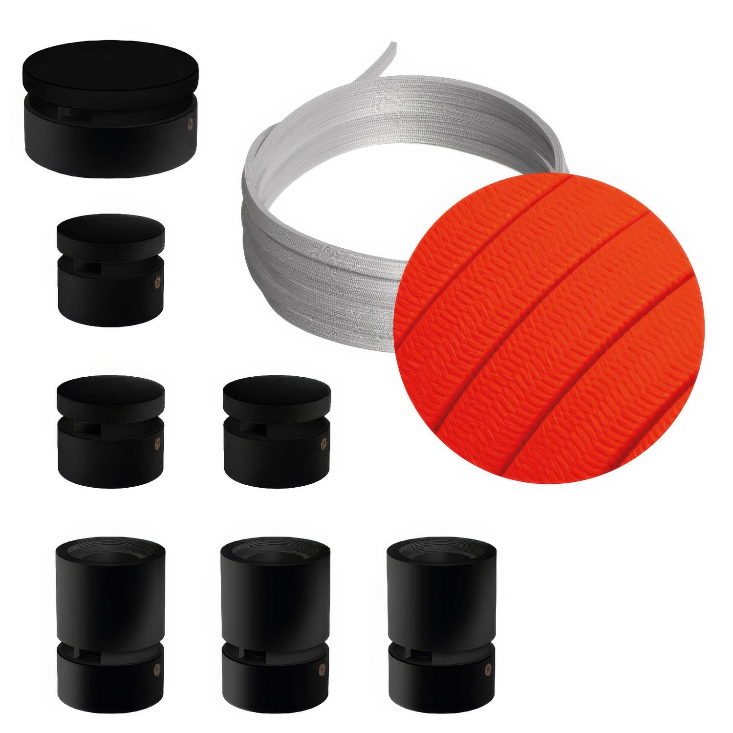 Sistema Filé Linear Kit - con cavo CF15 di 5 m per catenaria e 7 componenti in legno verniciato nero per interni - Creative Cables