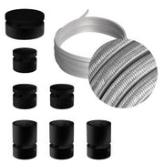 Sistema Filé Linear Kit - con cavo CM02 di 5 m per catenaria e 7 componenti in legno verniciato nero per interni - Creative Cables