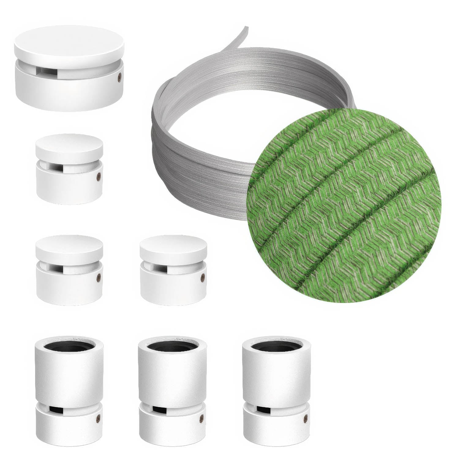 Sistema Filé Linear Kit - con cavo CX08 di 5 m per catenaria e 7 componenti in legno verniciato bianco per interni - Creative Cables