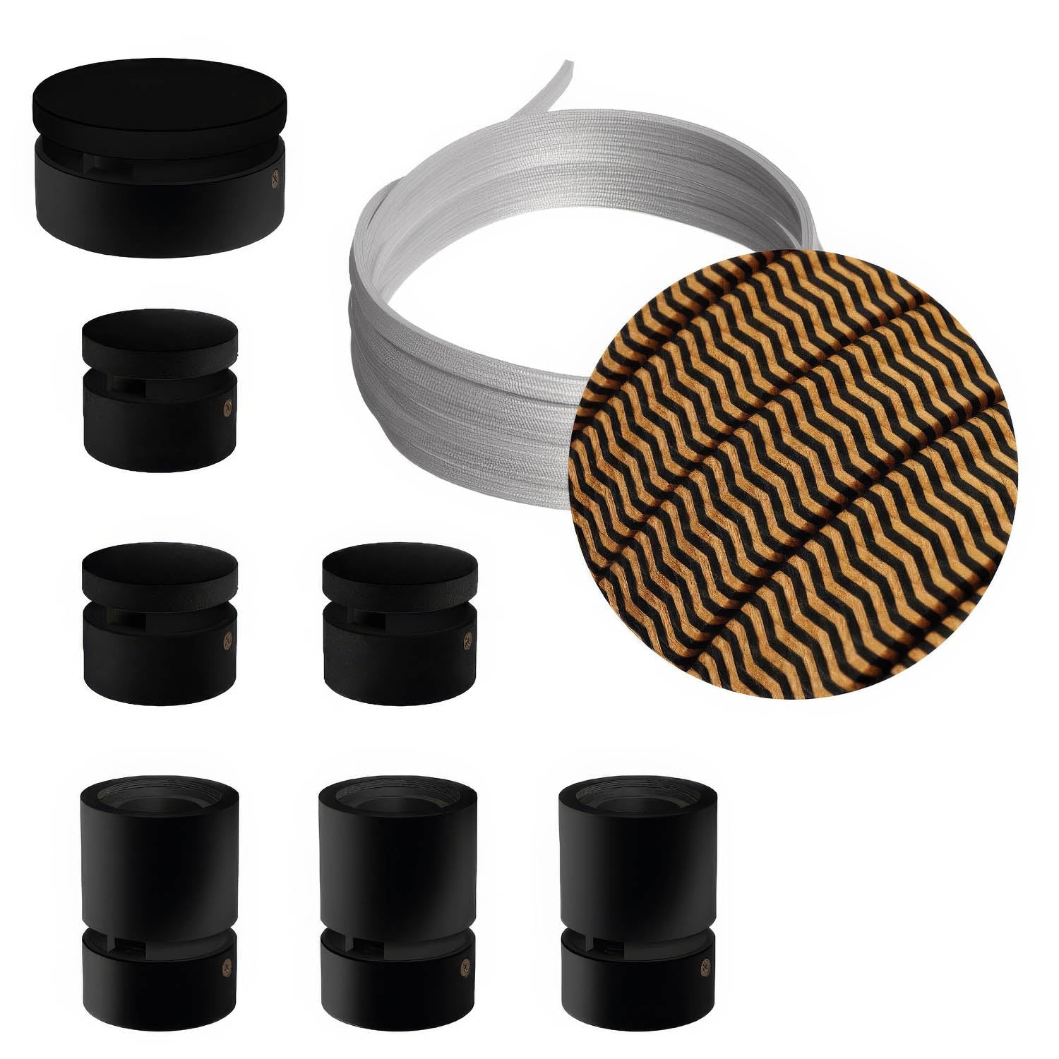 Sistema Filé Linear Kit - con cavo CZ22 di 5 m per catenaria e 7 componenti in legno verniciato nero per interni - Creative Cables