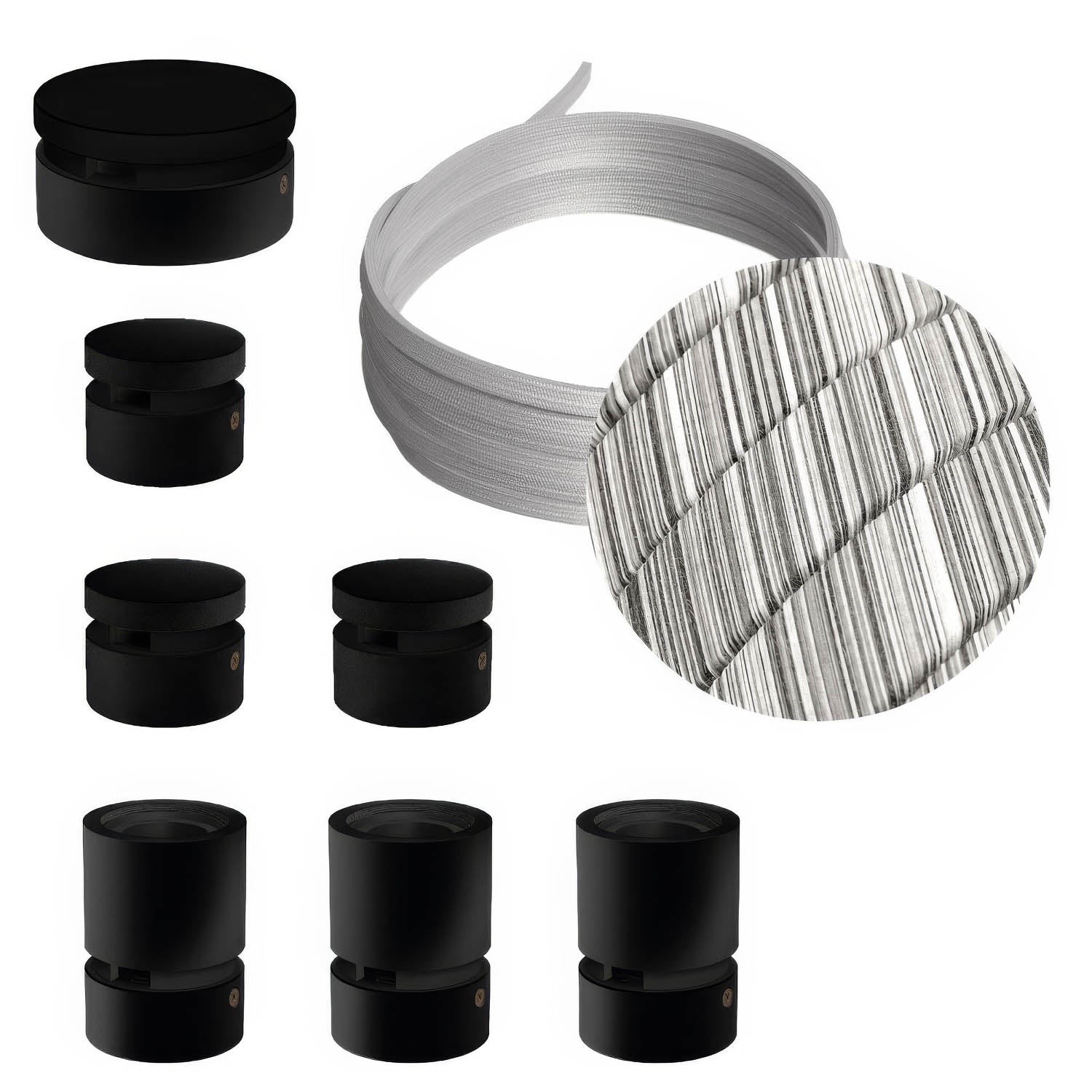 Sistema Filé Linear Kit - con cavo ECC37 di 5 m per catenaria e 7 componenti in legno verniciato nero per interni - Creative Cables