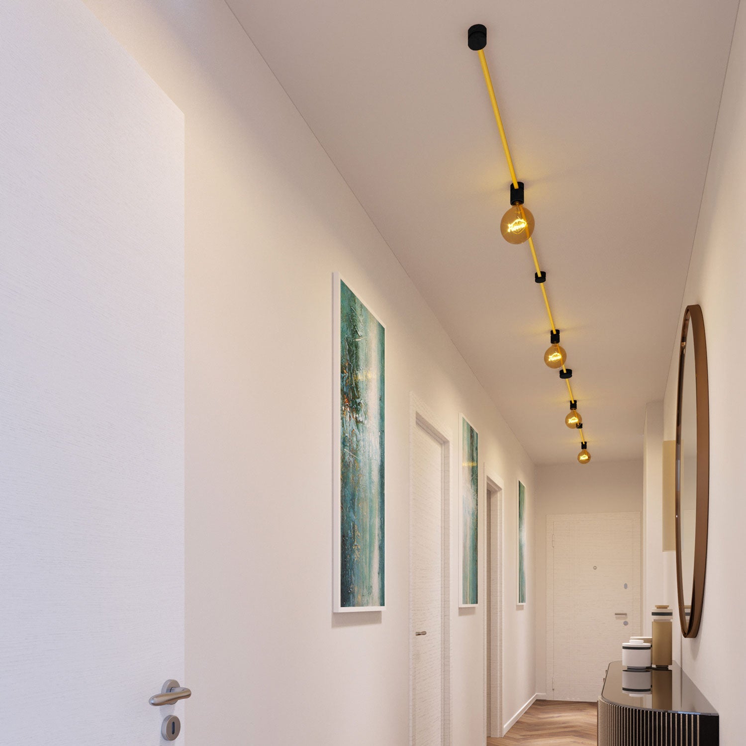 Sistema Filé Symmetric Kit - con cavo CM10 di 5 m per catenaria e 9 componenti in legno verniciato nero per interni - Creative Cables