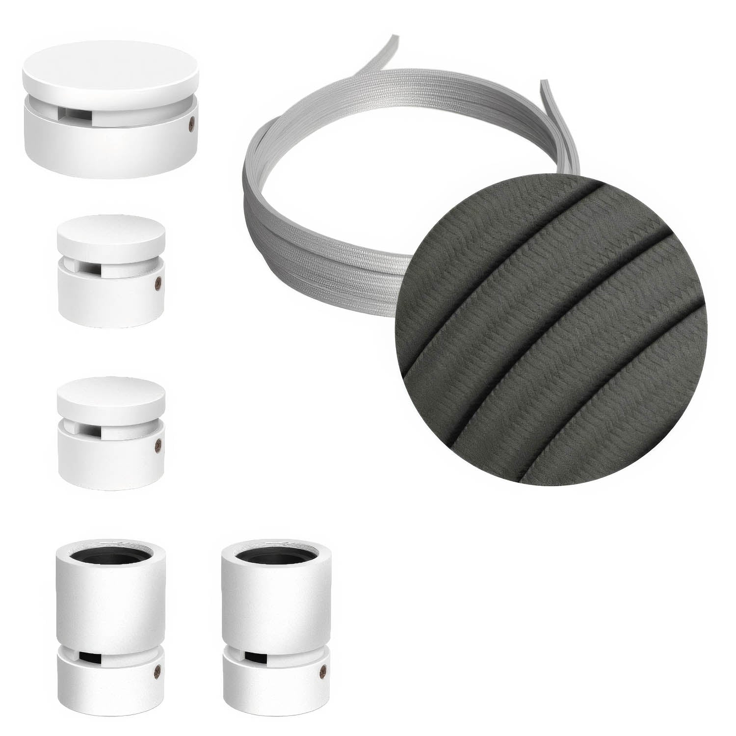 Sistema Filé Wiggle Kit - con cavo CM03 di 3 m per catenaria e 5 componenti in legno verniciato bianco per interni - Creative Cables