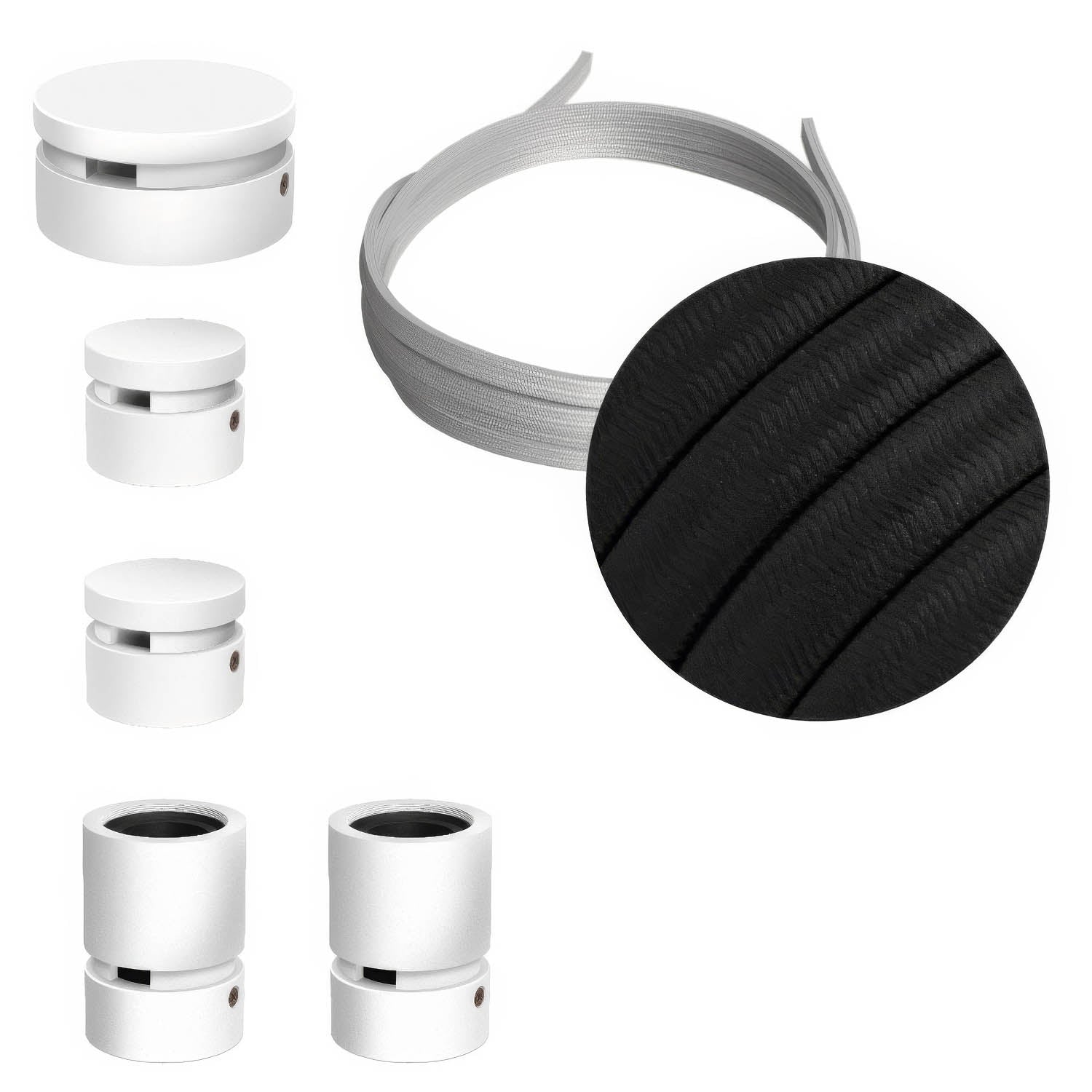 Sistema Filé Wiggle Kit - con cavo CM04 di 3 m per catenaria e 5 componenti in legno verniciato bianco per interni - Creative Cables