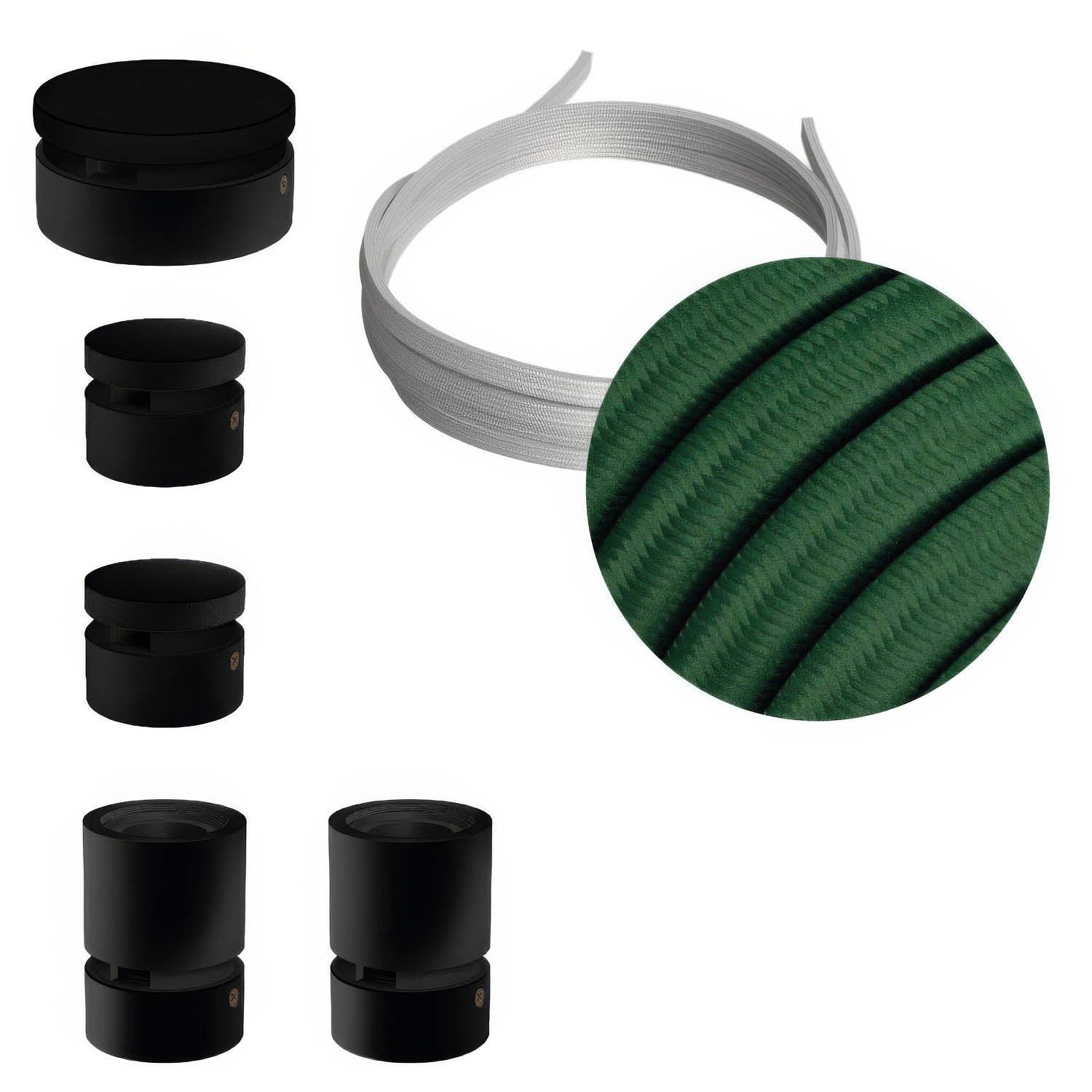 Sistema Filé Wiggle Kit - con cavo CM21 di 3 m per catenaria e 5 componenti in legno verniciato nero per interni