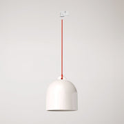 Sospensione per binari con paralume Campana M in ceramica - Bianco lucido