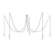 Spider - Lampada a sospensione multipla a 5 cadute con finiture in metallo - Ottone - Creative Cables