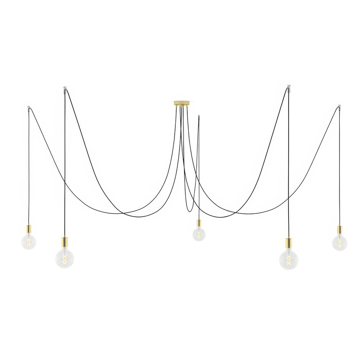 Spider - Lampada a sospensione multipla a 5 cadute con finiture in metallo - Ottone - Creative Cables