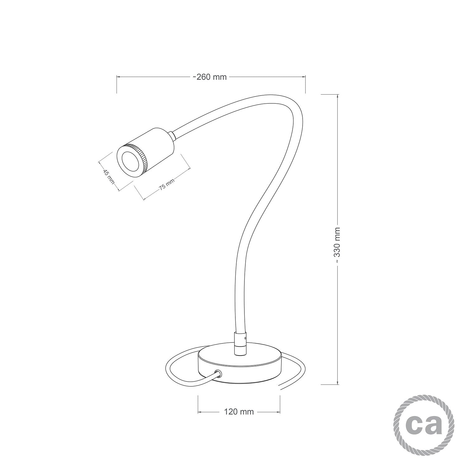 Table Flex GU1d0 lampada da tavolo snodabile con mini faretto LED - Bronzo satinato