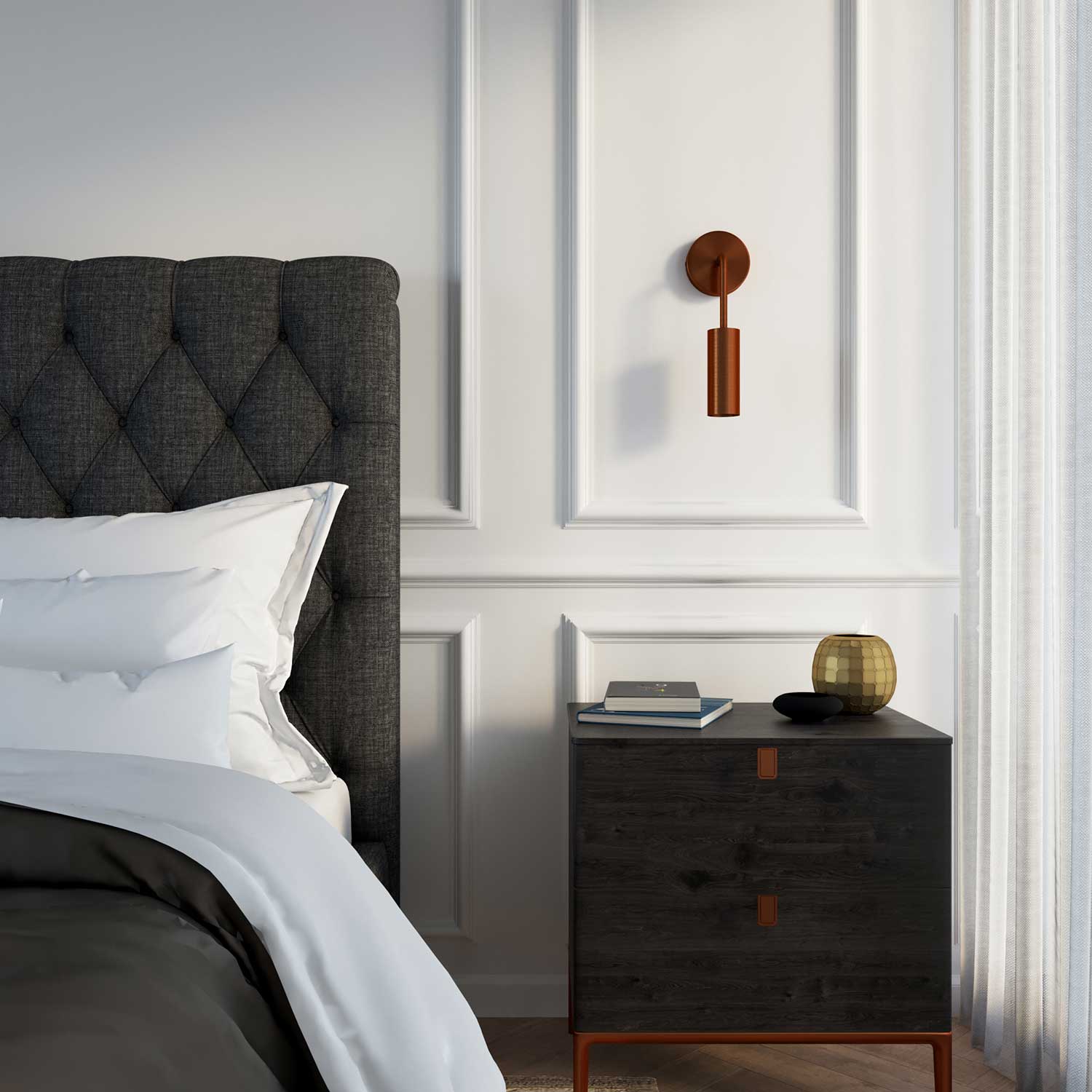 Tub-E14, tubo in metallo per faretto con portalampada doppia ghiera E14 - Rame satinato